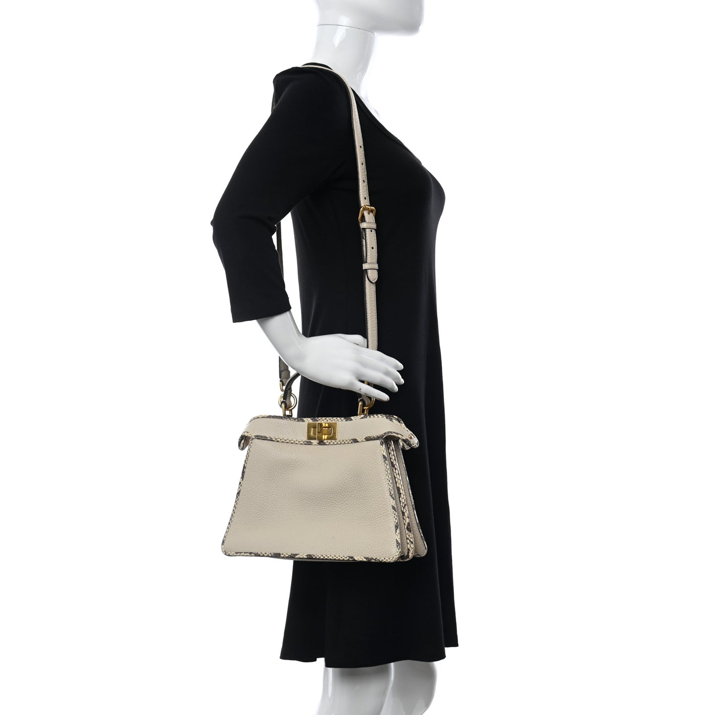 Cuoio Romano Elaphe Chamois Python Print Small Peekaboo I SEE U Satchel Camelia