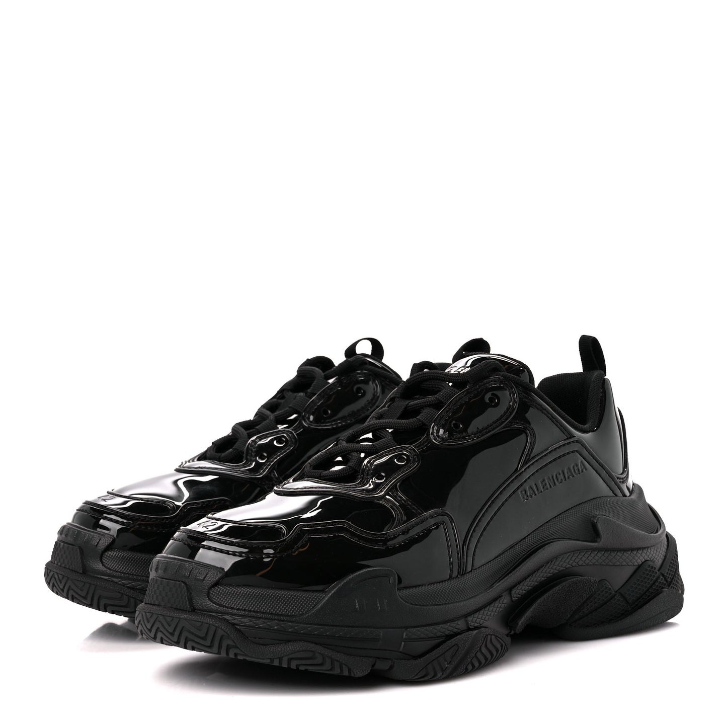 Shiny Rubber Mens Triple S Sneakers 42 Black