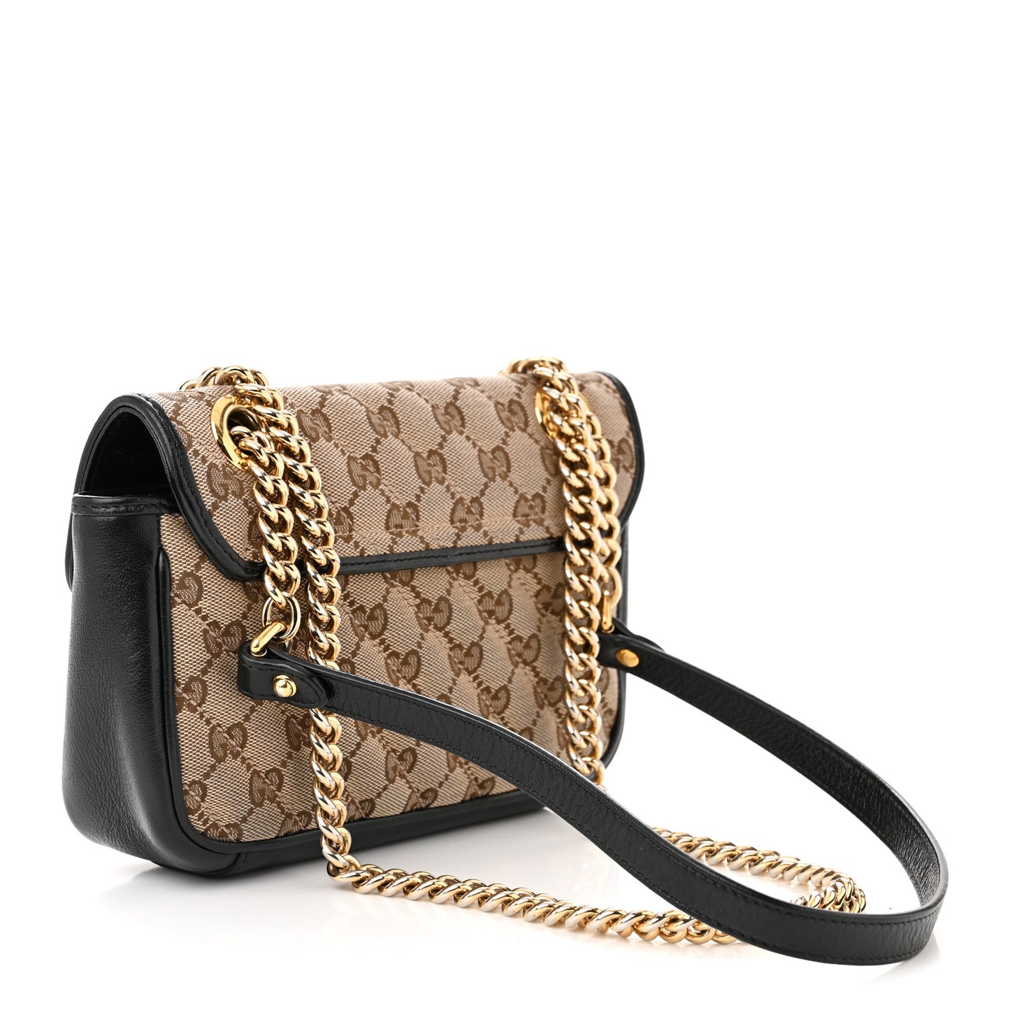 Monogram Matelasse Diagonal Mini GG Marmont Shoulder Bag Beige Black