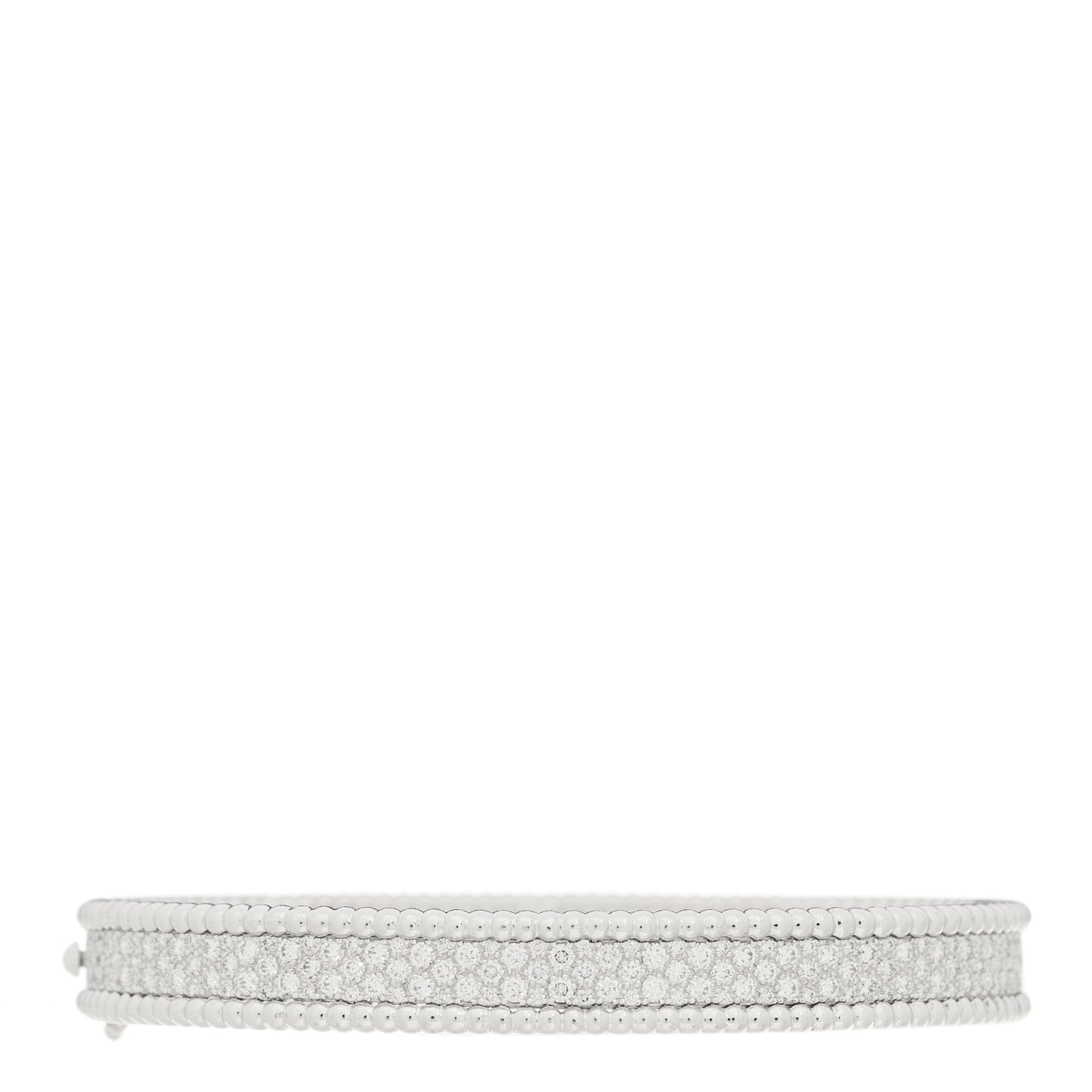 18K White Gold Diamond Perlee 3-Row Bangle Bracelet L