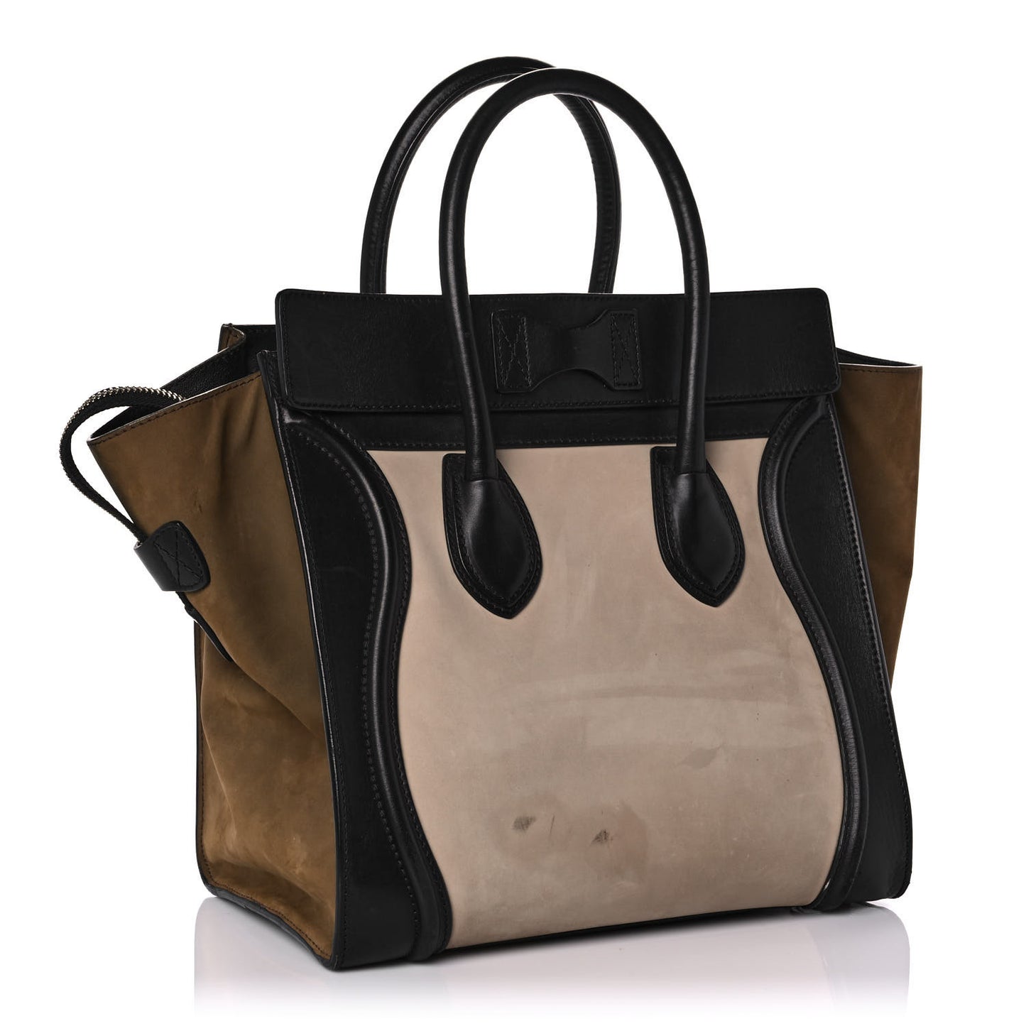 Satin Calfskin Suede Mini Tri-Color Luggage Seashell