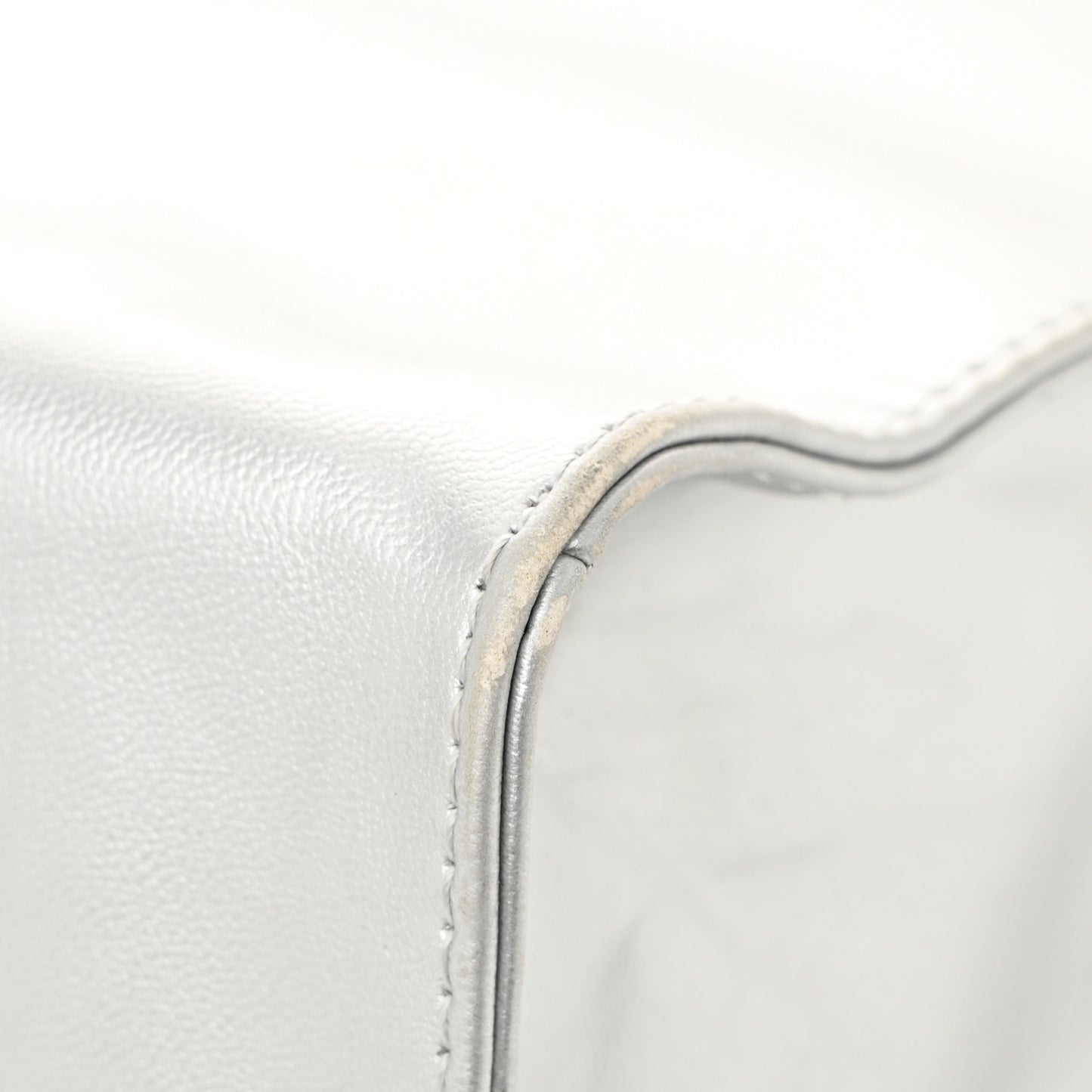 Metallic Vegan Leather Medium Shopping Bag Silver