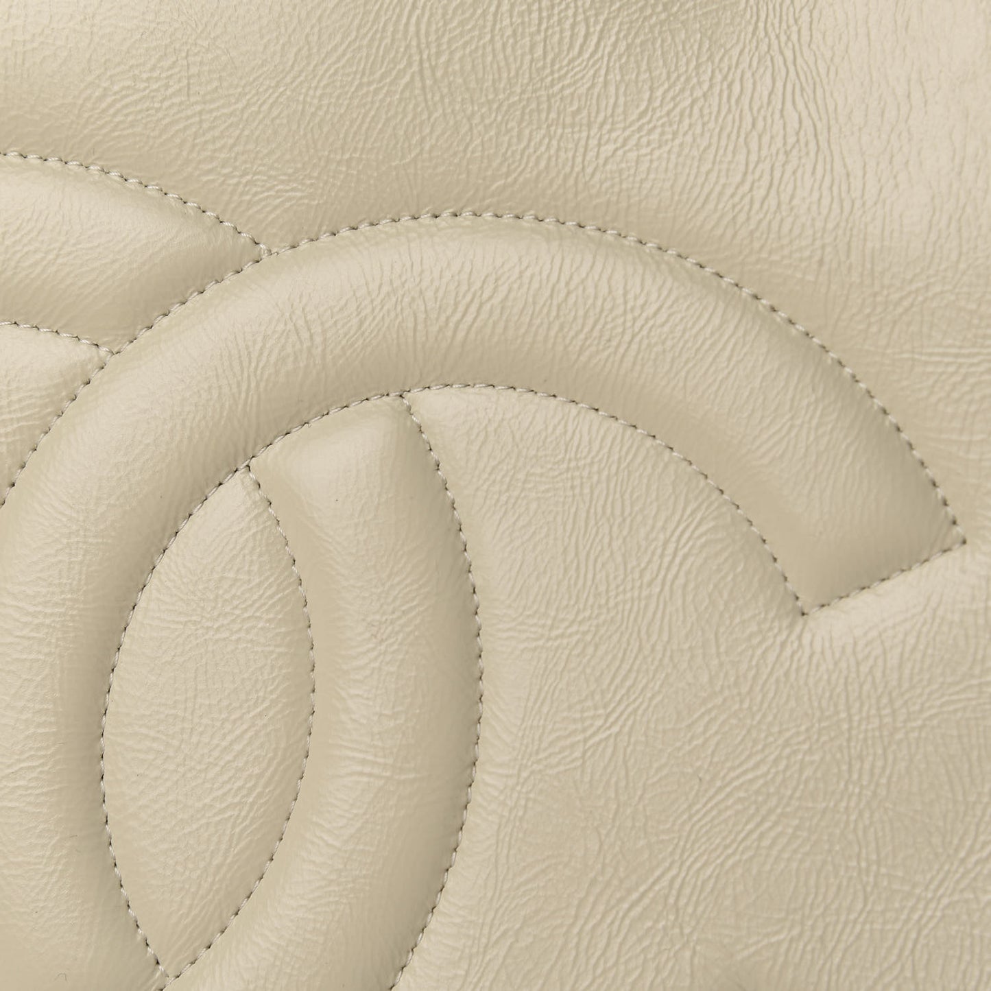 Glazed Aged Calfskin CC Tote White