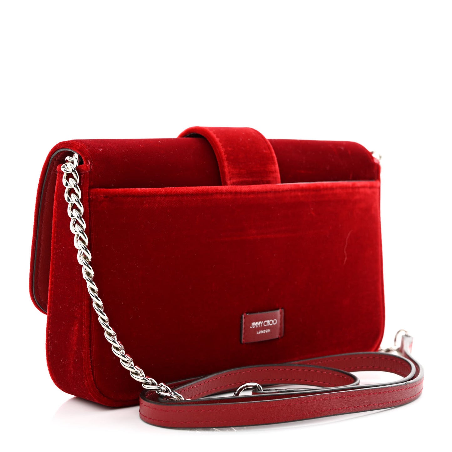 Velvet Crystal Cheri Wallet on Chain Royal Red