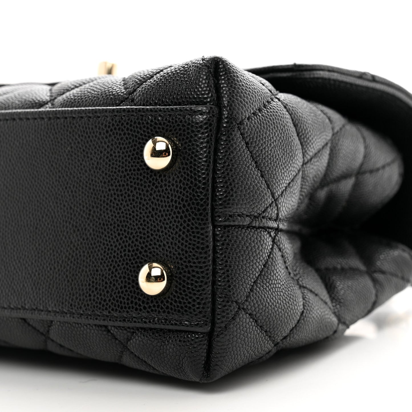 Caviar Quilted Mini Coco Handle Flap Black