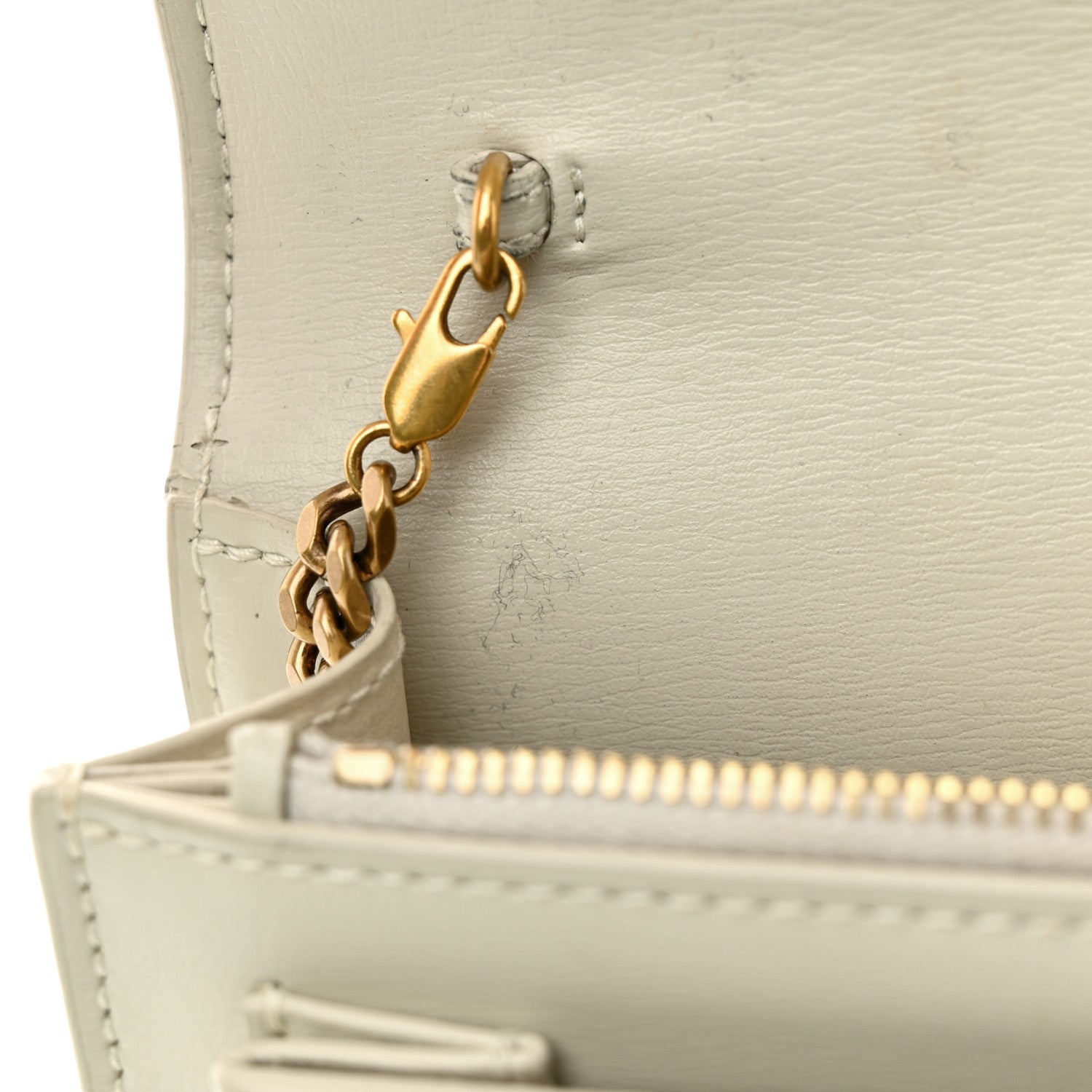 Saint Laurent Calfskin Monogram Sunset Chain Wallet Blanc Vintage 10 of 15