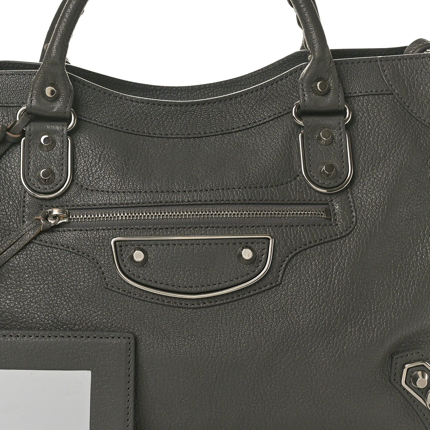 Chevre Silver Metallic Edge Hardware City Gris Acier