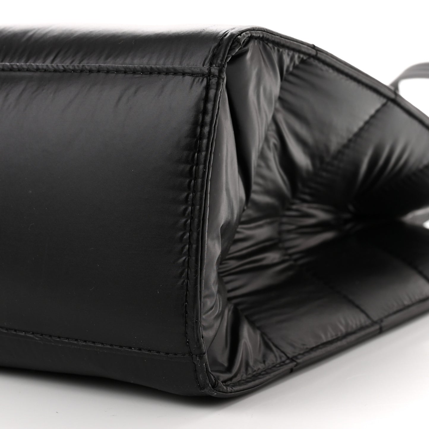 Nylon Medium Puff Shopping Bag Black