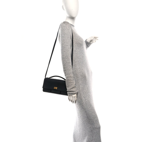 Smooth Calfskin Small Bel Air Clutch On Strap Black