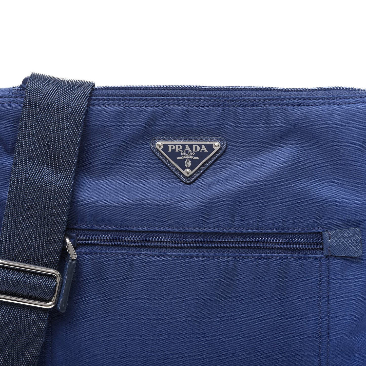 Tessuto Nylon Saffiano Flat Messenger Bag Bluette