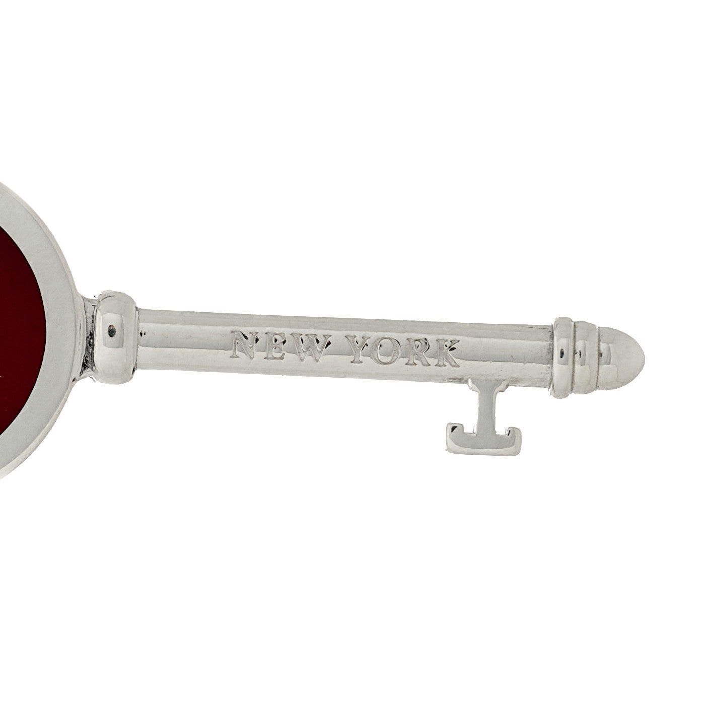 Sterling Silver Enamel Heart Key Pendant Red