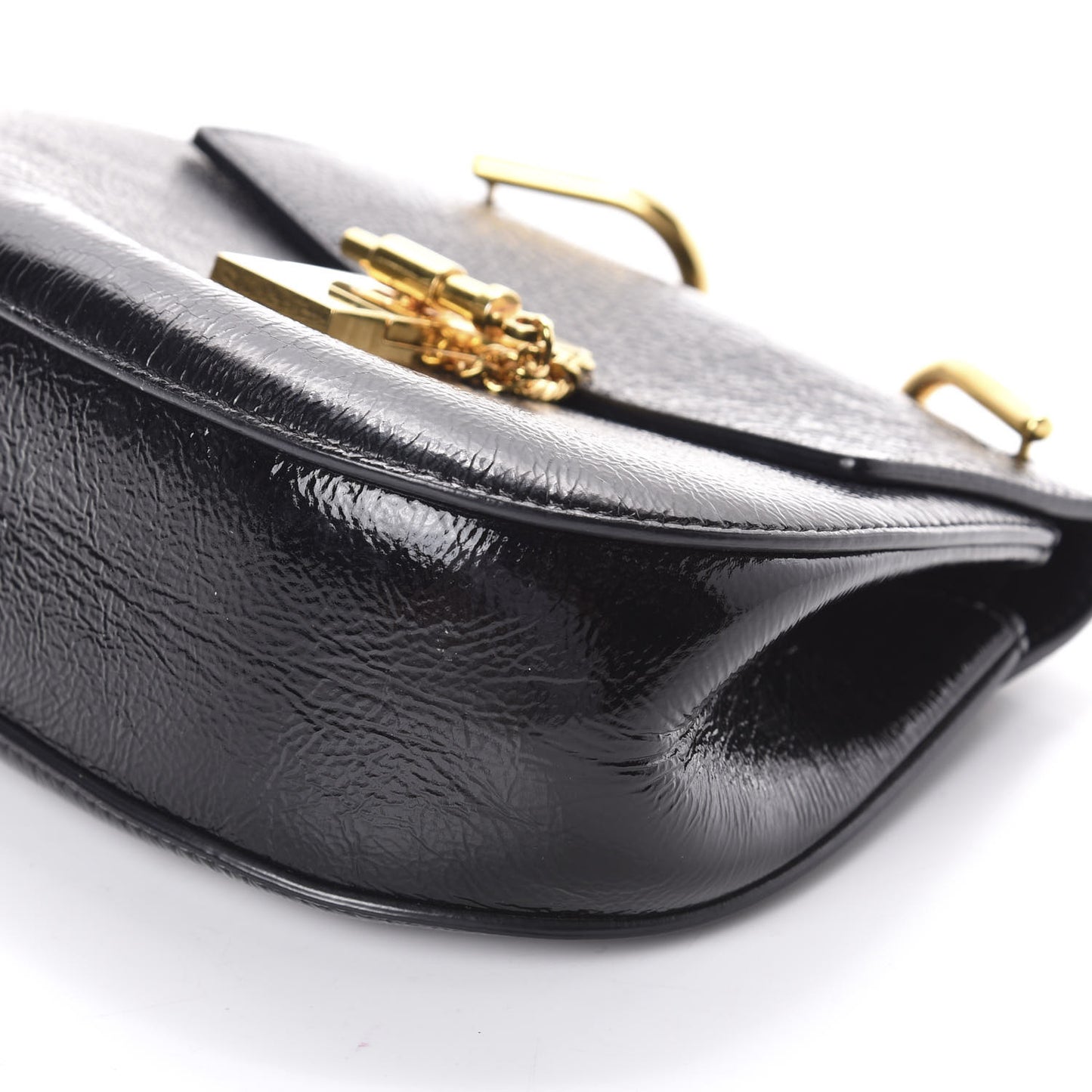 Grained Patent Mini Drew Shoulder Bag Black