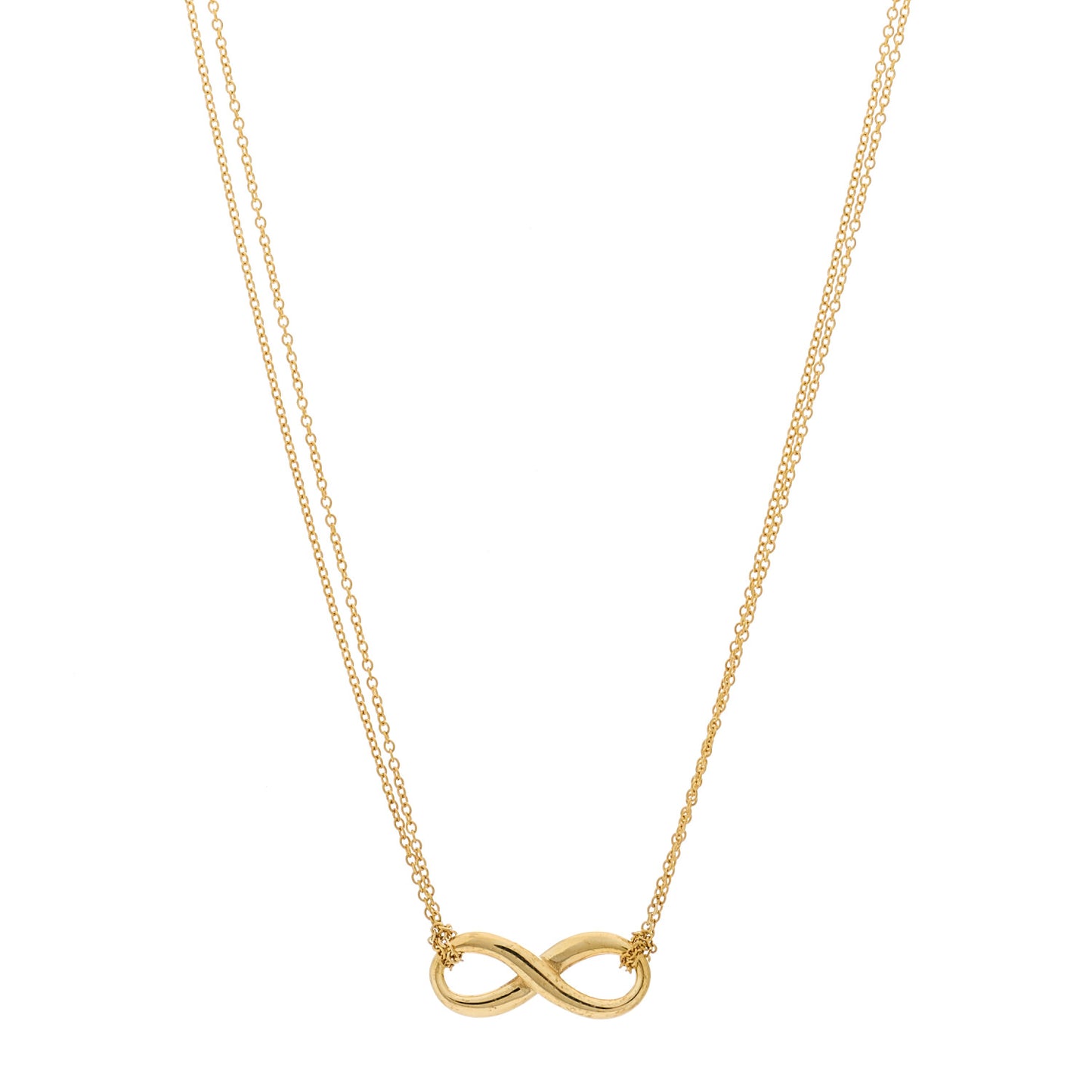 18K Yellow Gold Infinity Double Chain Pendant Necklace