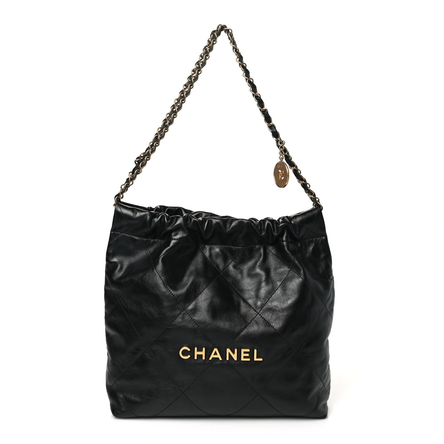 Shiny Calfskin Quilted Small Chanel 22 Black