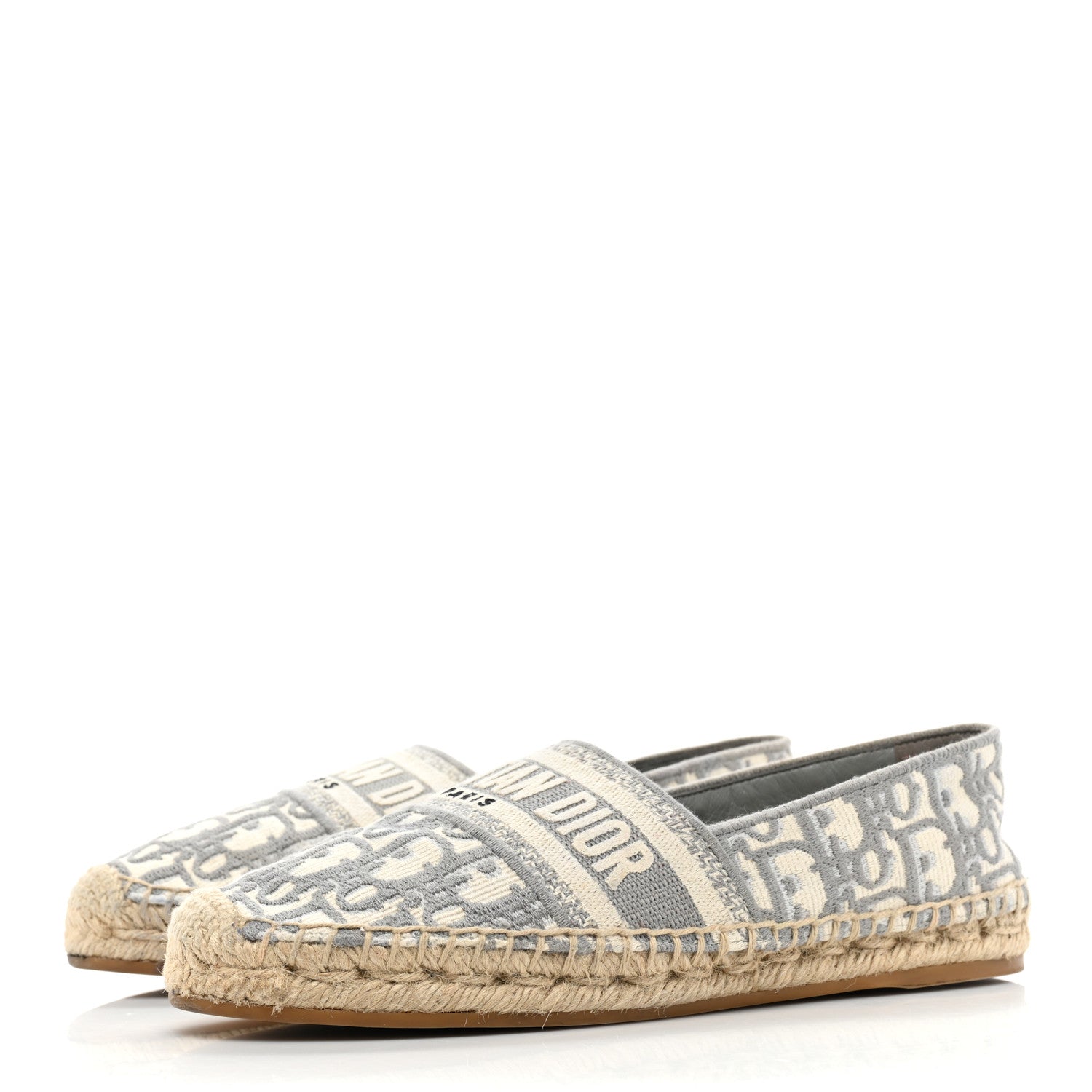 Christian Dior Oblique Embroidered Granville 15mm Espadrilles 37 Grey Stone 3 of 12