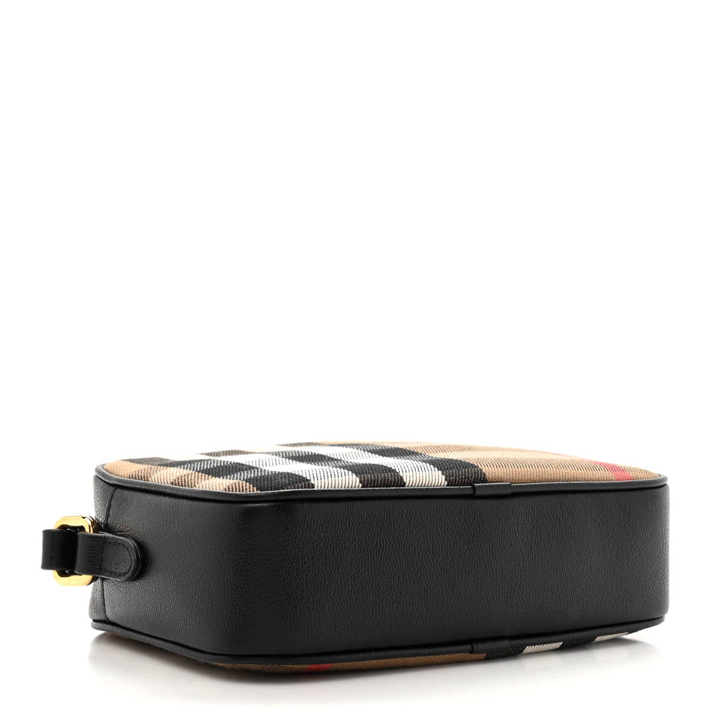 Giant Check Calfskin Small Camera Bag Black