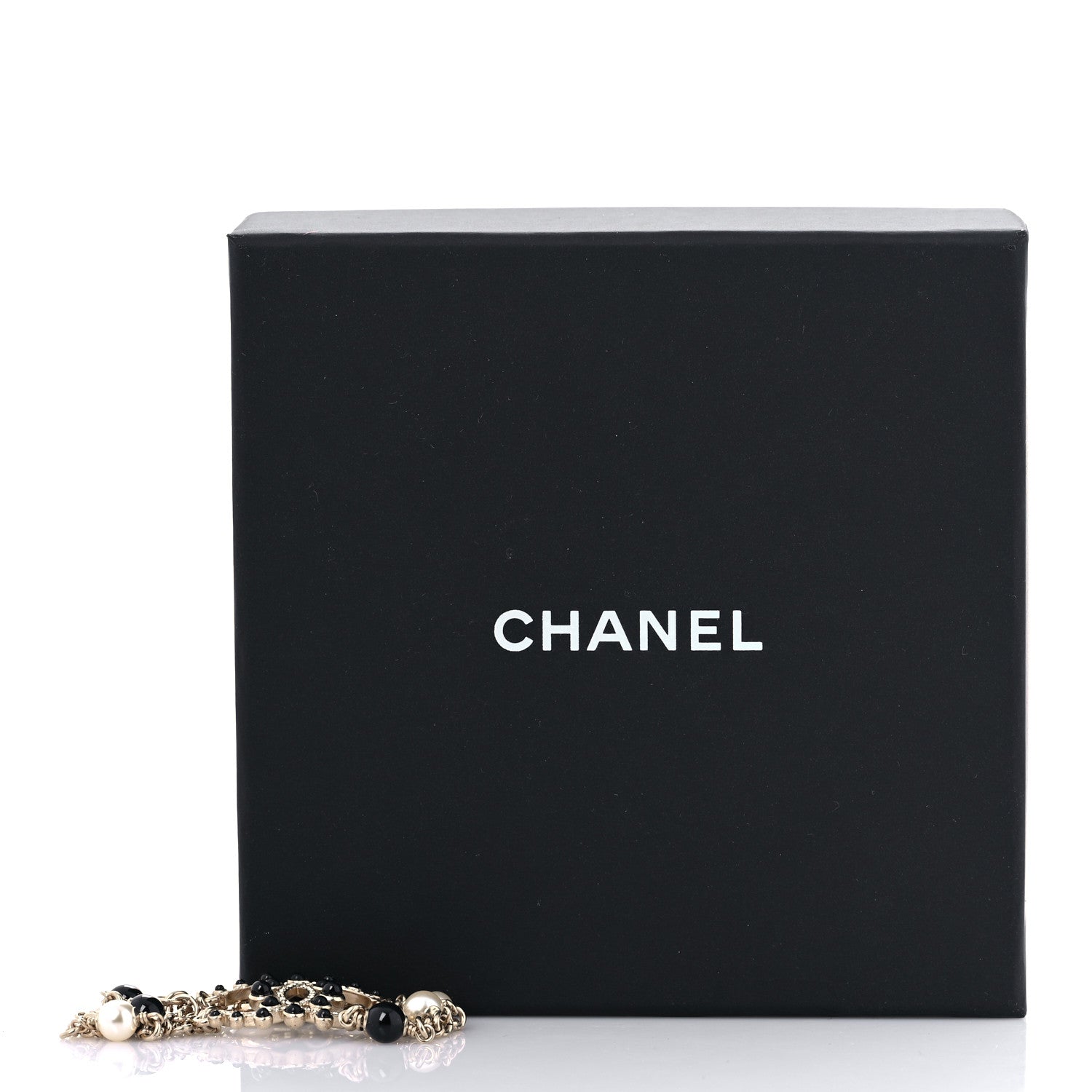 Chanel Crystal Enamel Pearl CC Bracelet Black Gold 6 of 6