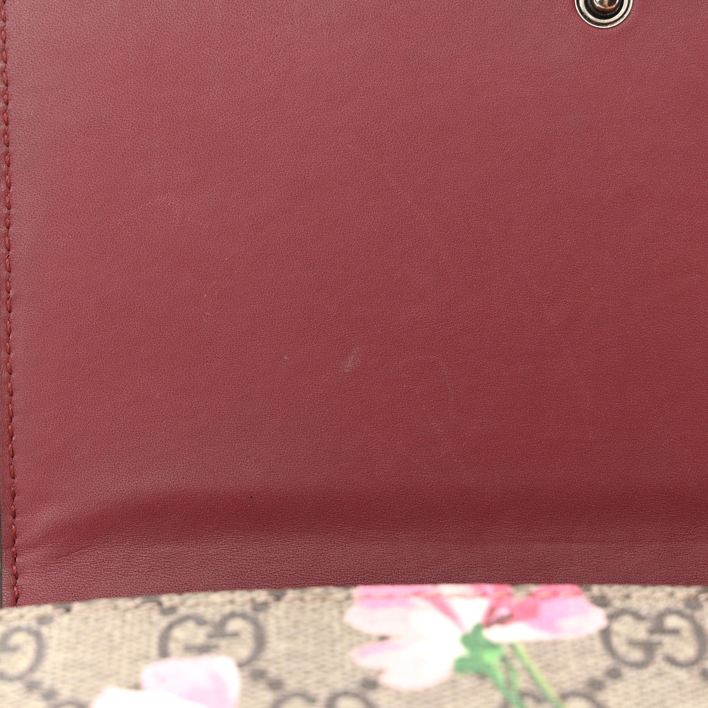 GG Supreme Monogram Blooms Chain Wallet Beige Multicolor Dry Rose
