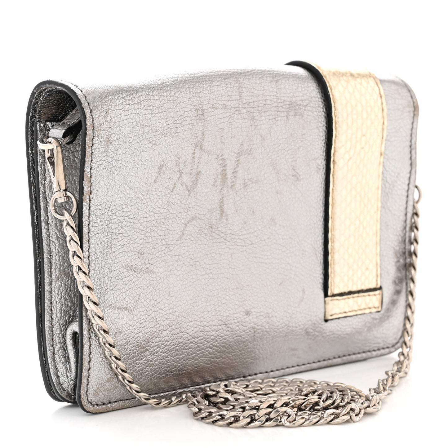 Metallic Goatskin Madras Ayers Crystal Embellished Shoulder Bag Cromo Pirite