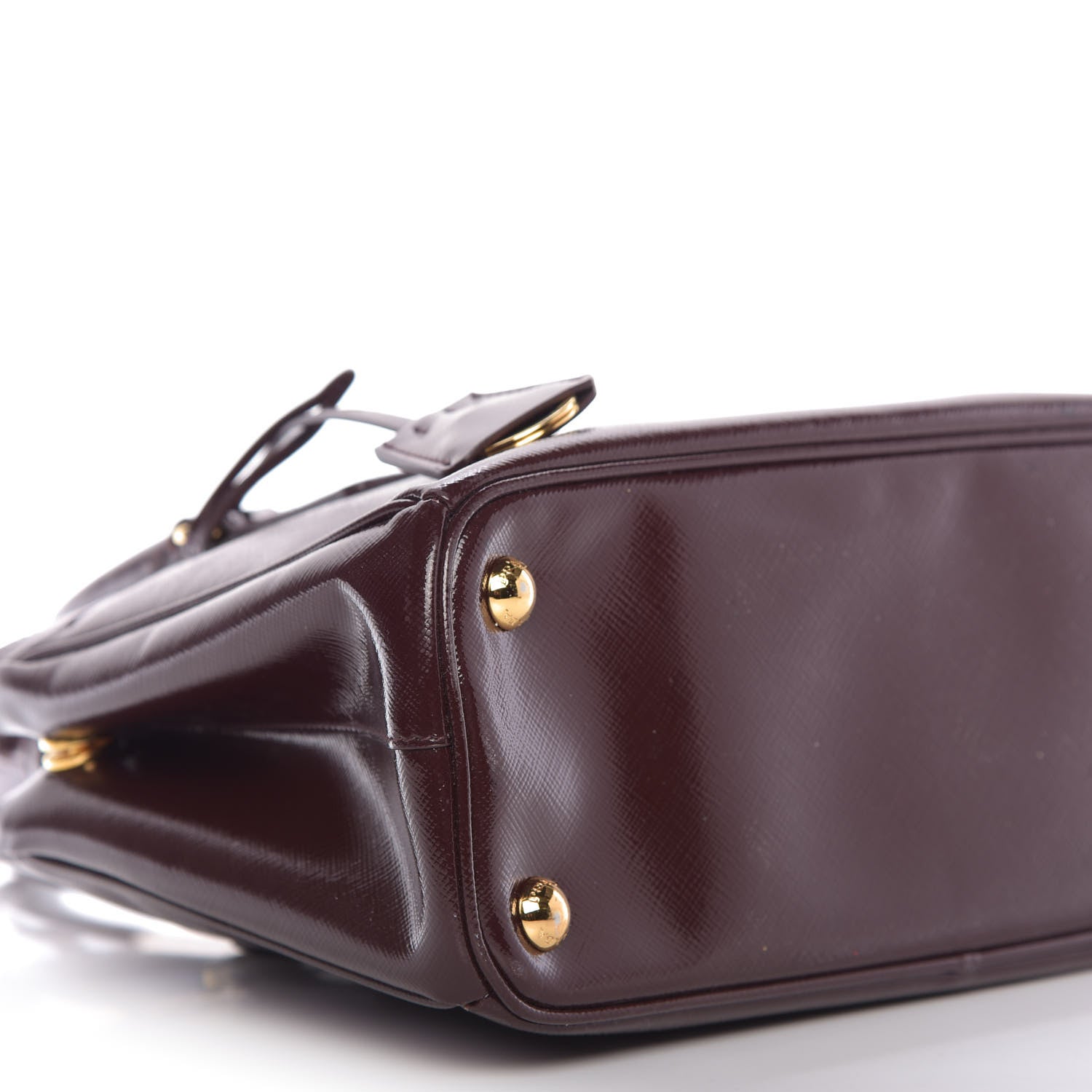 Prada Saffiano Vernice Mini Galleria Double Zip Tote Granato 6 of 9