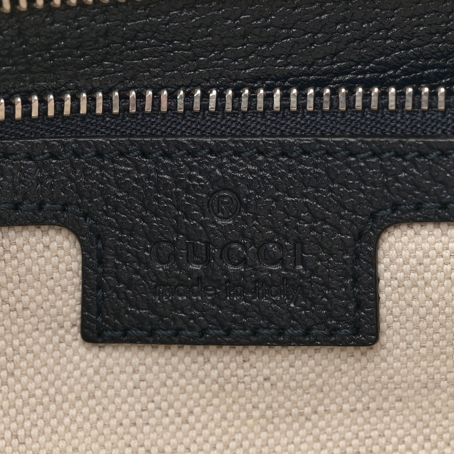 GG Supreme Monogram Textured Calfskin Web Large Attache Shoulder Bag Beige Blue