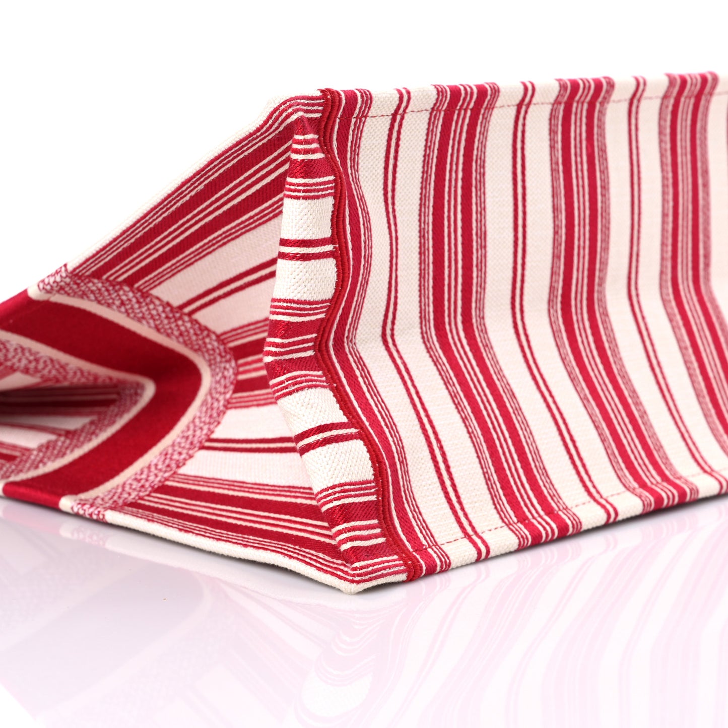 Canvas Embroidered Mykonos Large Striped Book Tote Red