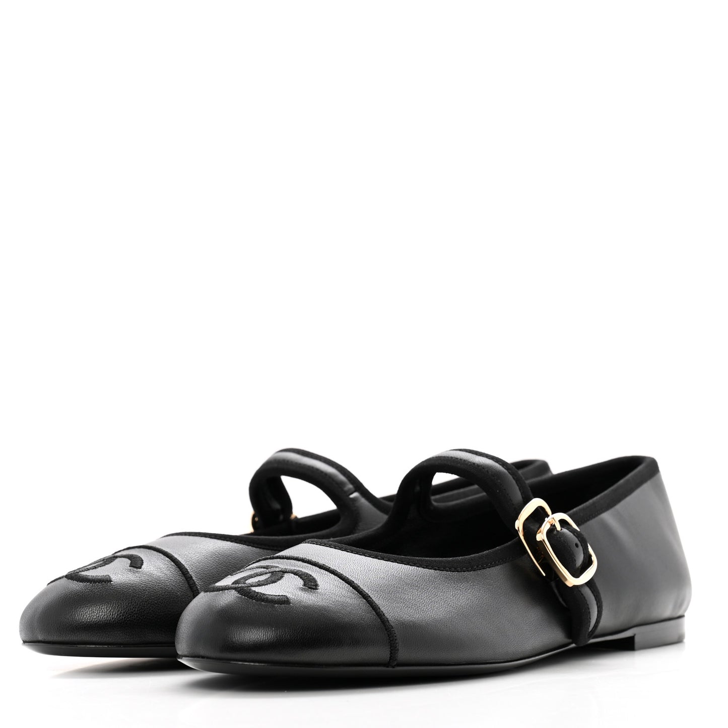 Lambskin Mary Jane Flats 37.5 Black