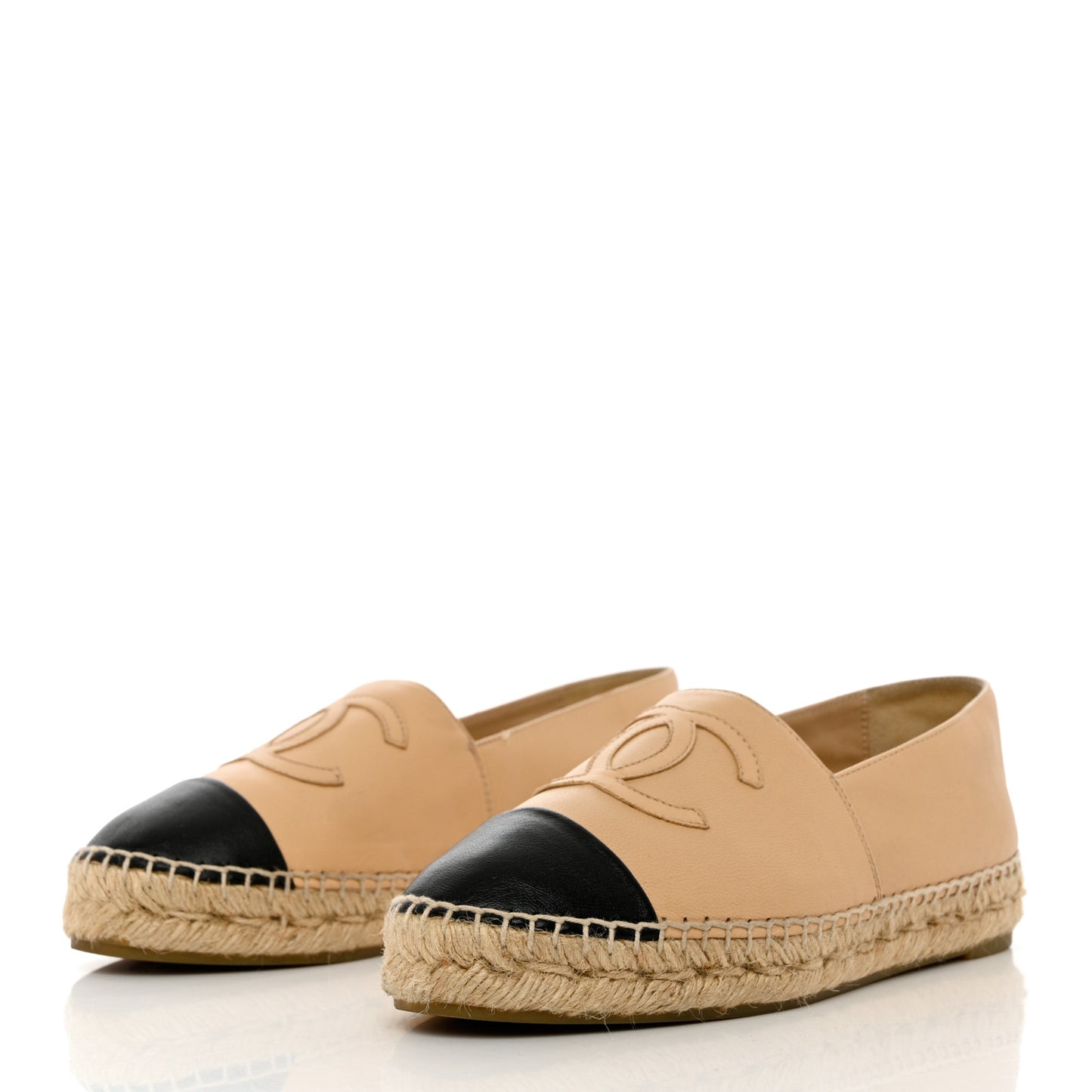 Lambskin CC Espadrilles 36 Beige Black