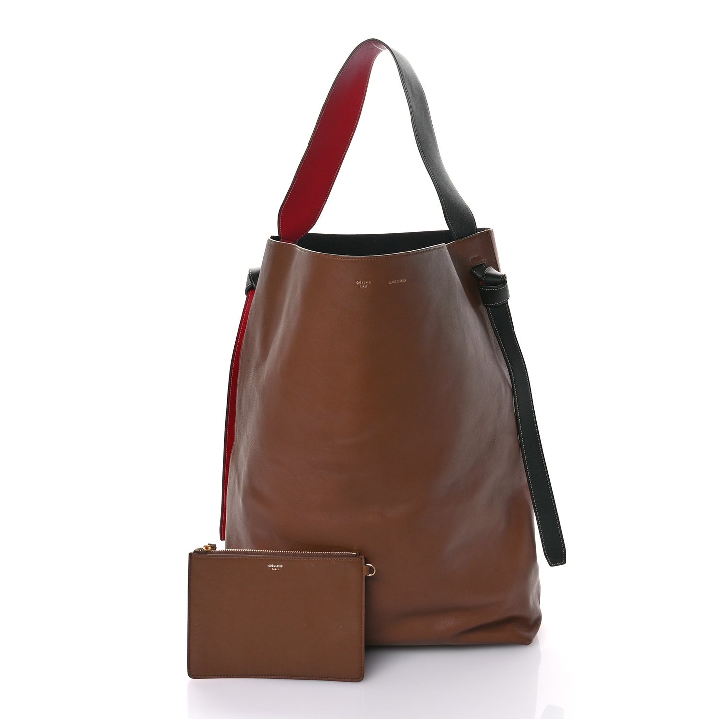 Shiny Smooth Calfskin Small Twisted Cabas Camel Brick