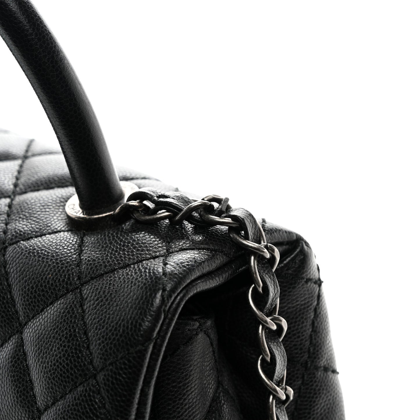 Caviar Quilted Small Coco Handle Flap Black