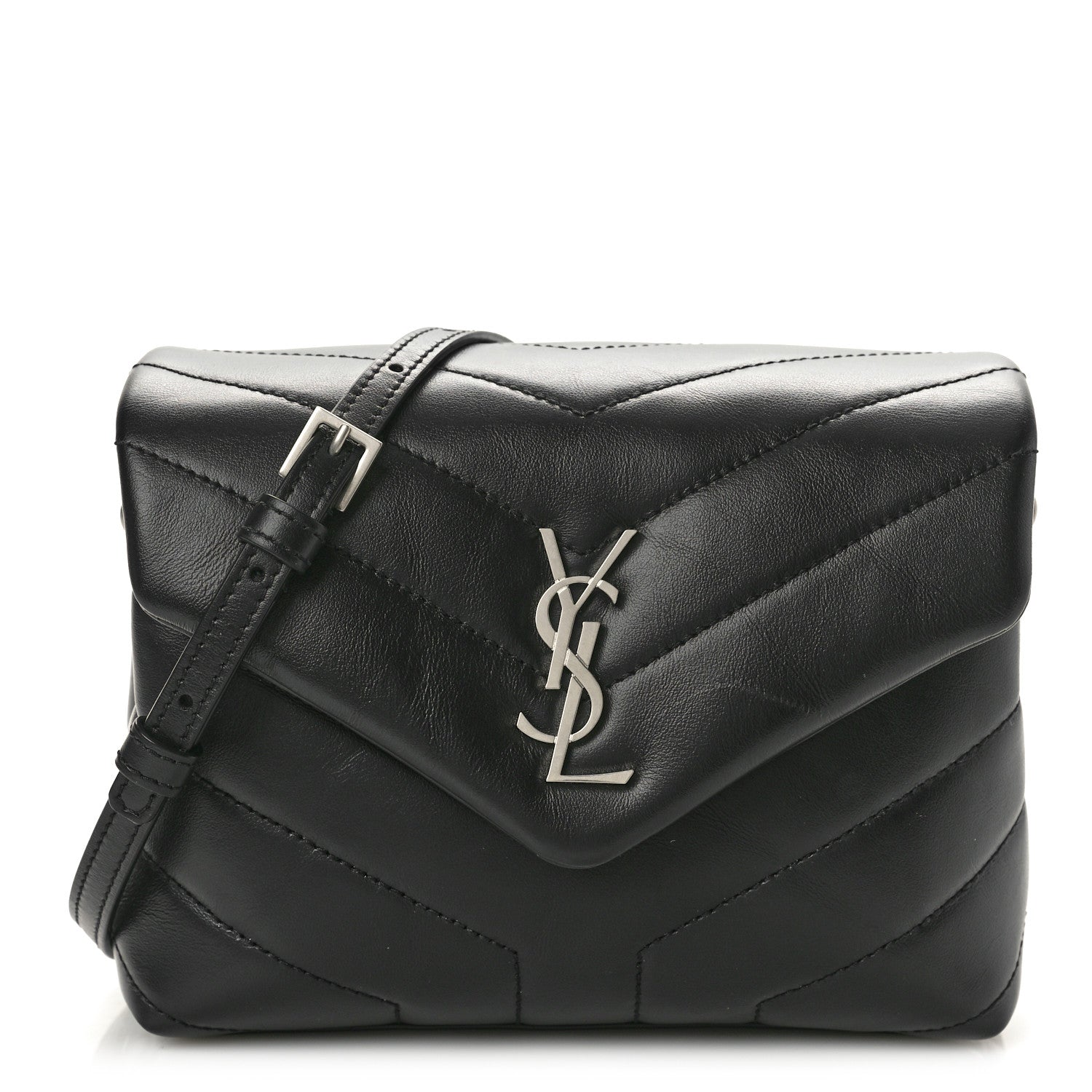Saint Laurent Calfskin Y Quilted Monogram Toy Loulou Crossbody Bag Black 1 of 9