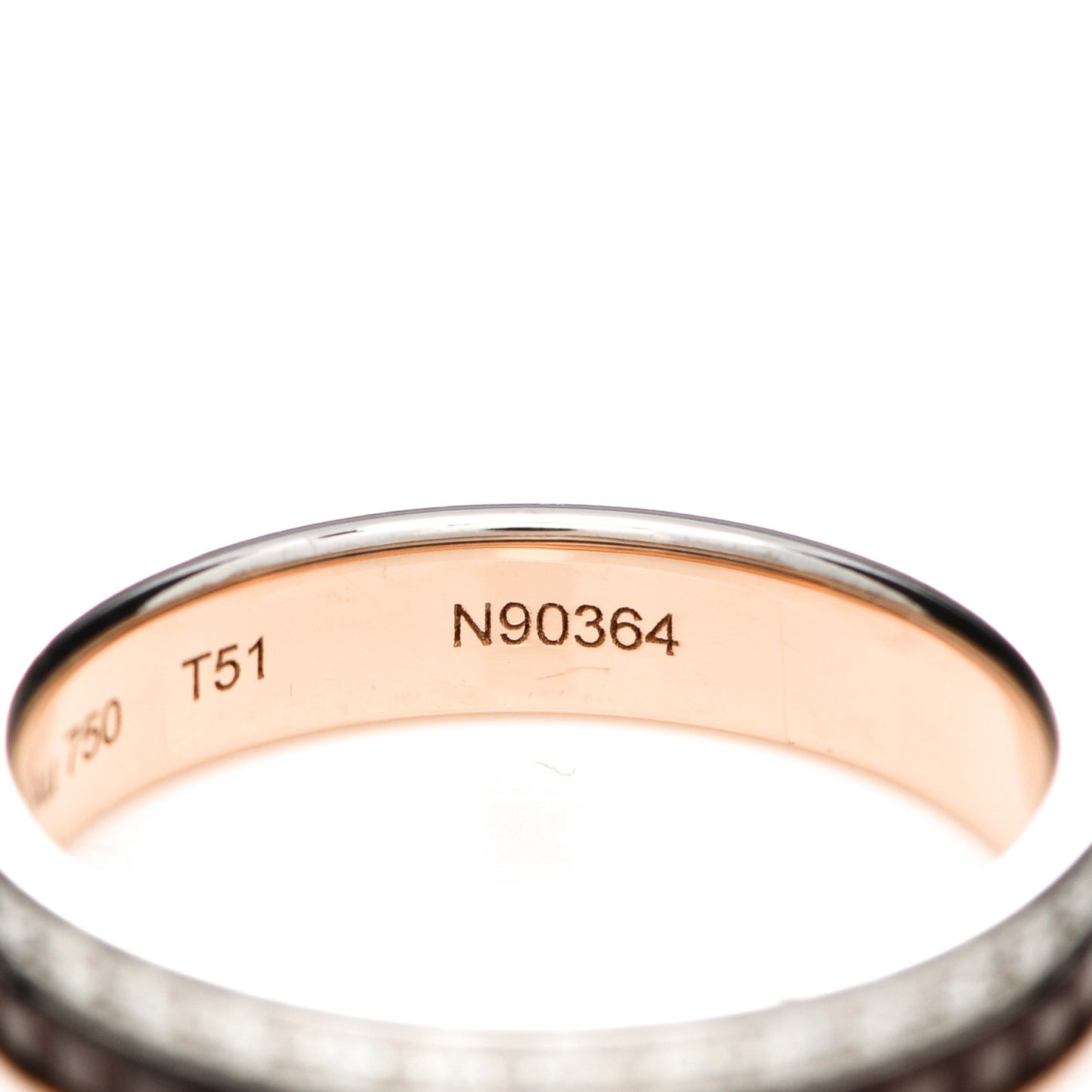 18K Pink White Gold PVD Diamond Quatre Classique Wedding Band Ring 51 5.75