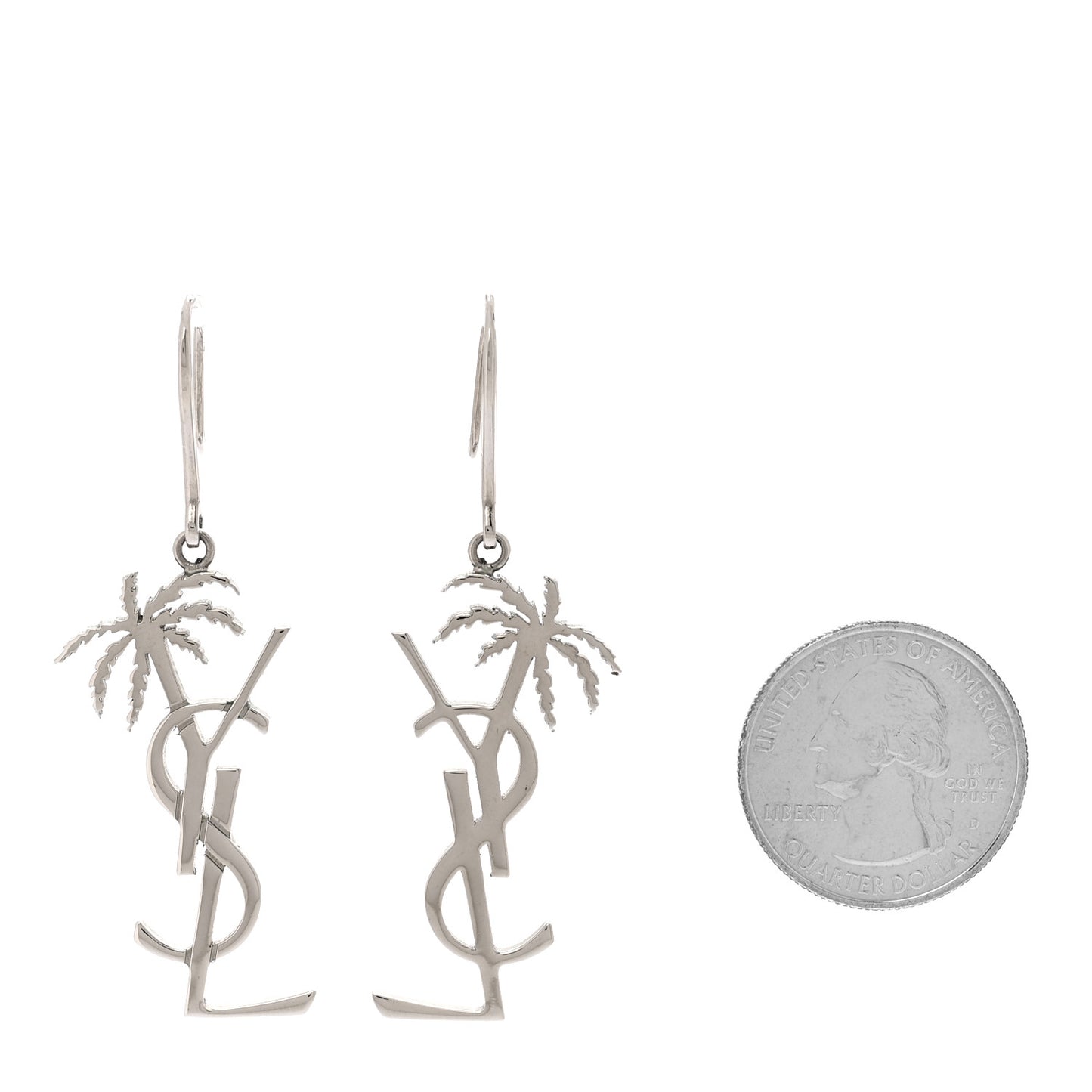 Metal Monogram Palm Earrings Silver