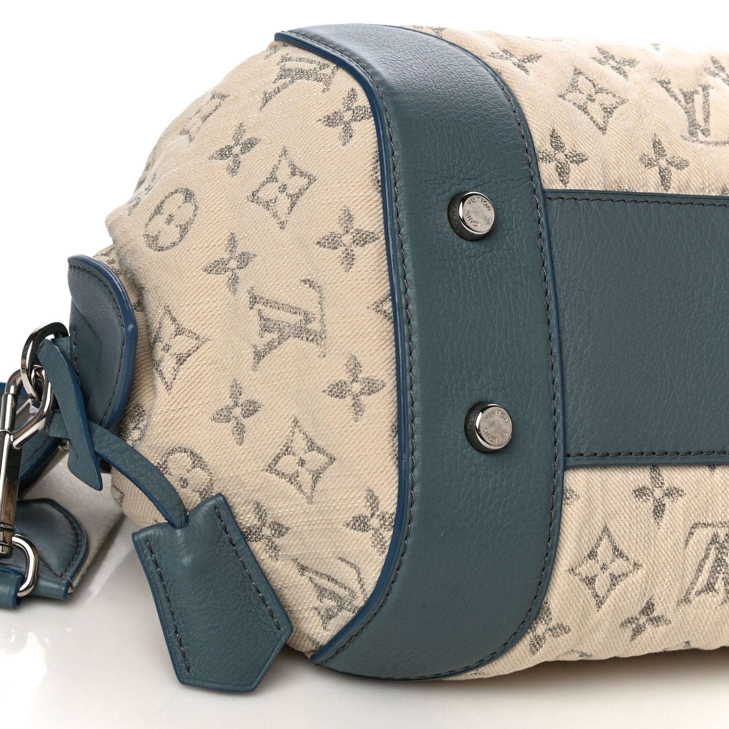 Monogram Denim Pochette Round Blue