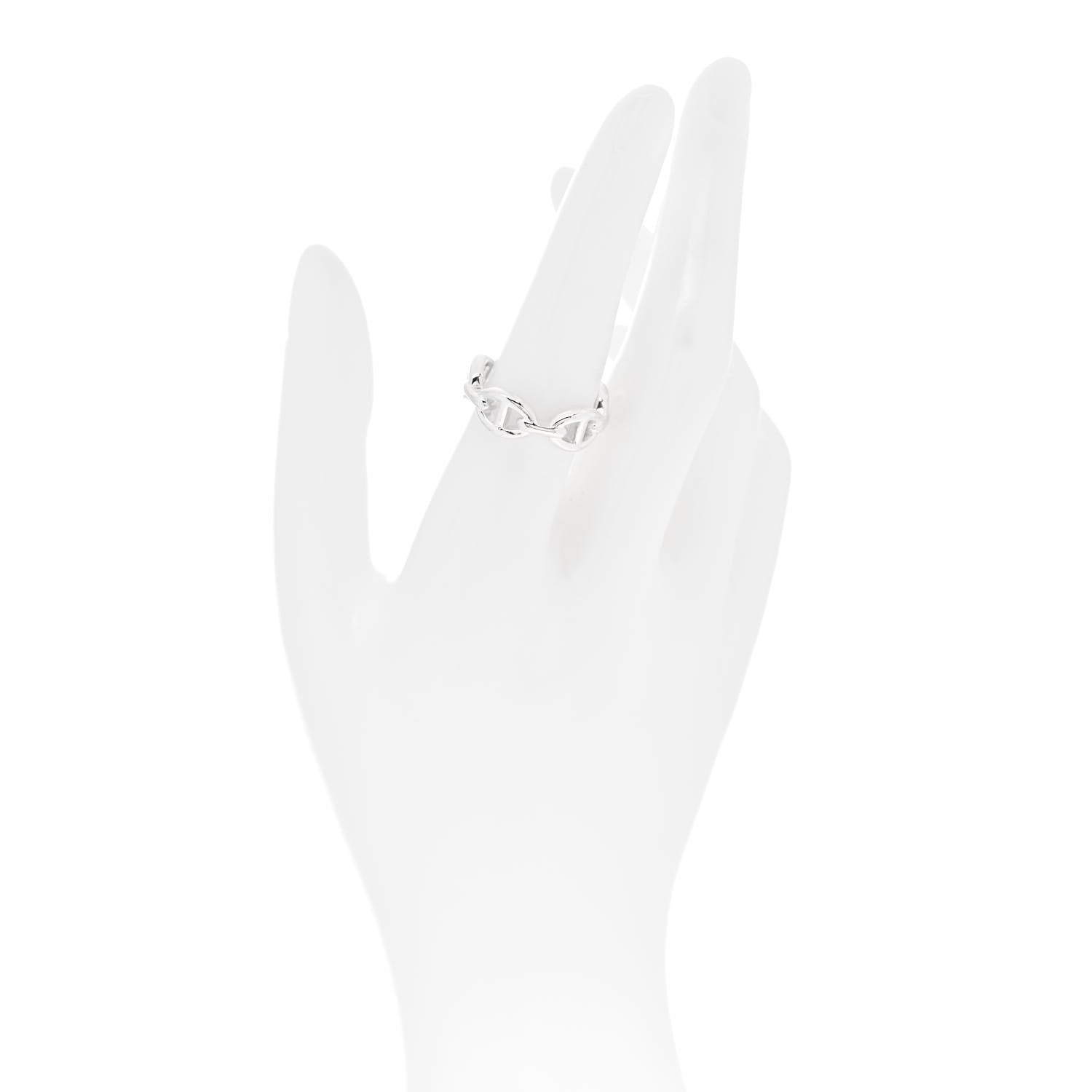 Hermes Sterling Silver PM Chaine d'Ancre Enchainee Band Ring 55 7.25 2 of 9