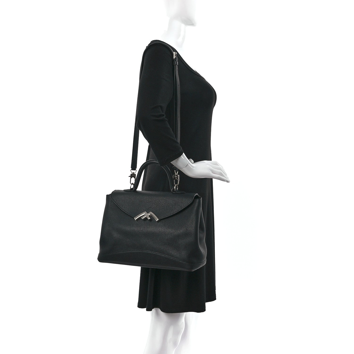 Moynat Taurillon Blush Calfskin Gabby MM Black 2 of 11