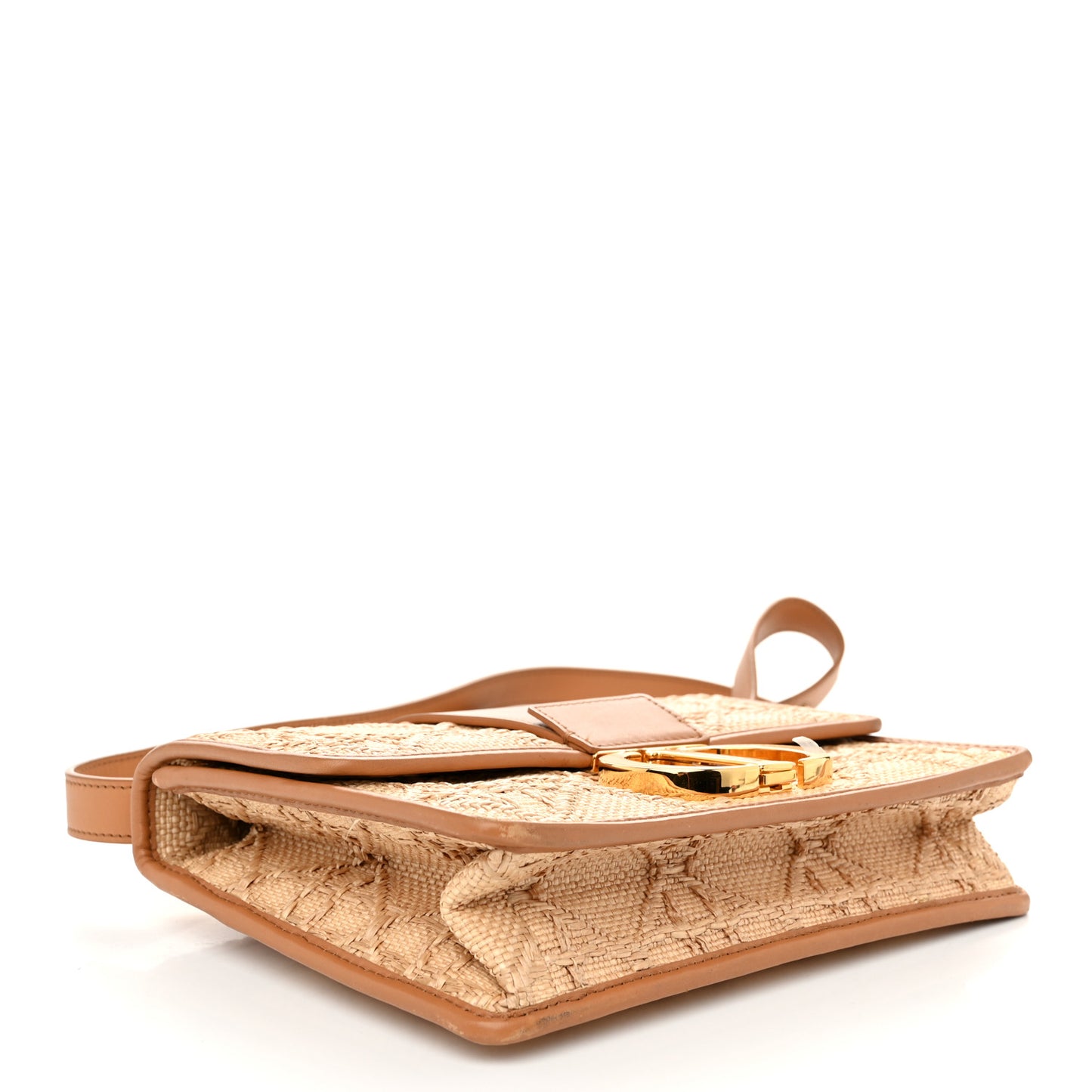 Raffia Calfskin 30 Montaigne Flap Bag Beige