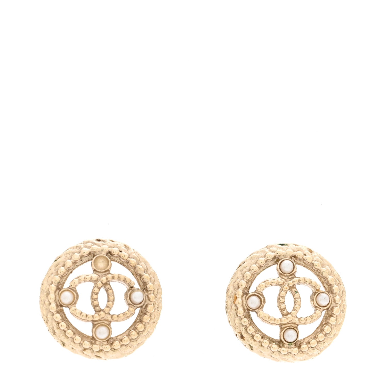 Chanel Round Earring Gold Plated #295916C35B CHANEL Earrings AUTH Coco Big Logo 93A Vintage Rare Gold  main image 2
