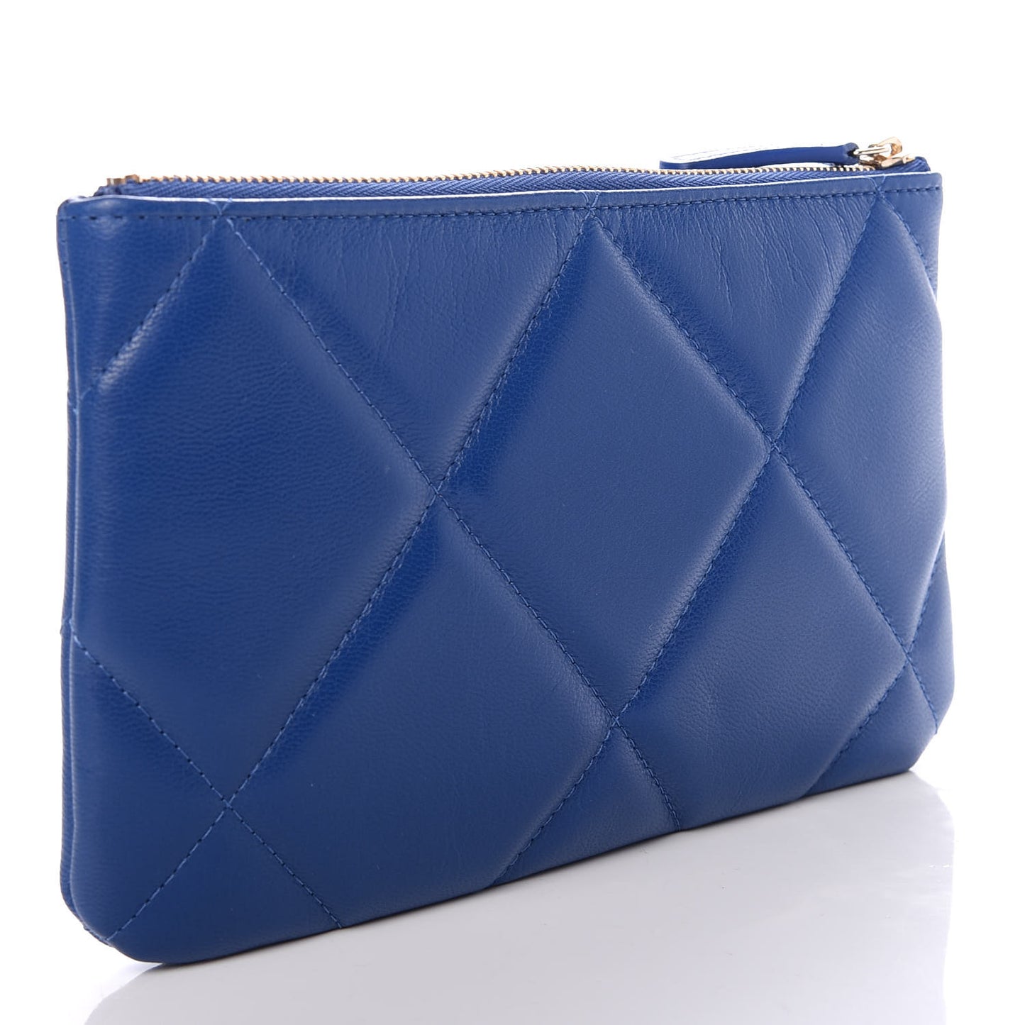 Goatskin Quilted 19 Cosmetic Case Dark Blue