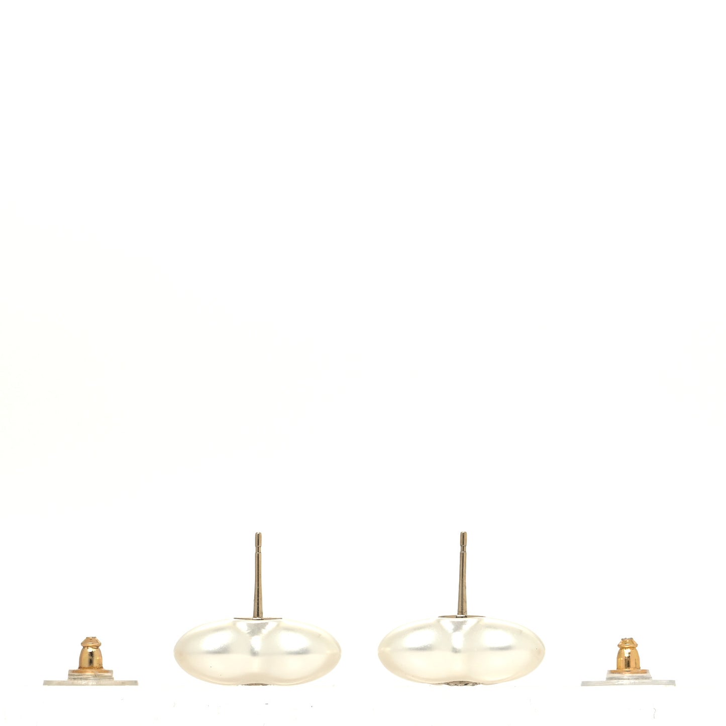 Pearl Crystal CC Heart Earrings Gold