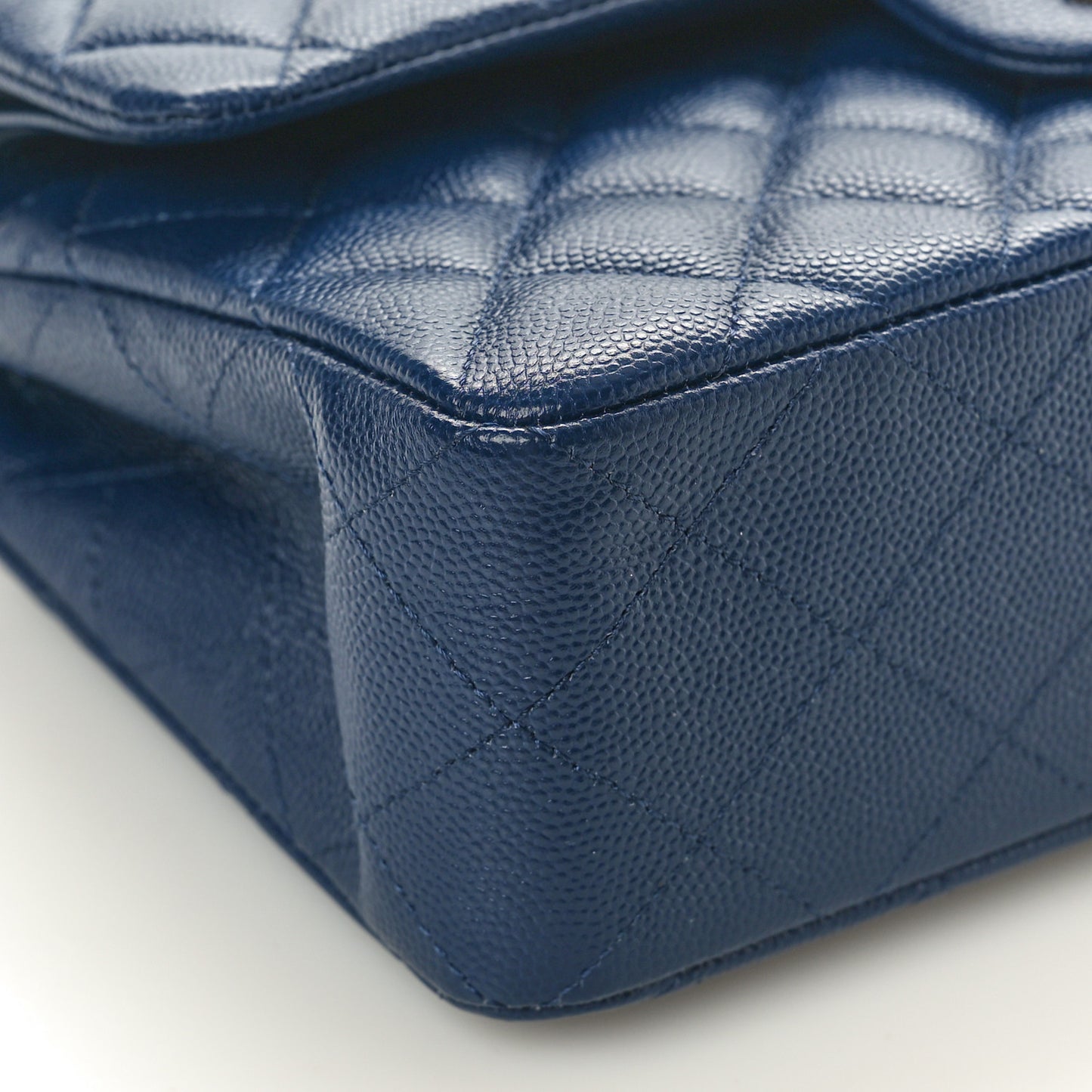 Caviar Quilted Small Double Flap Blue
