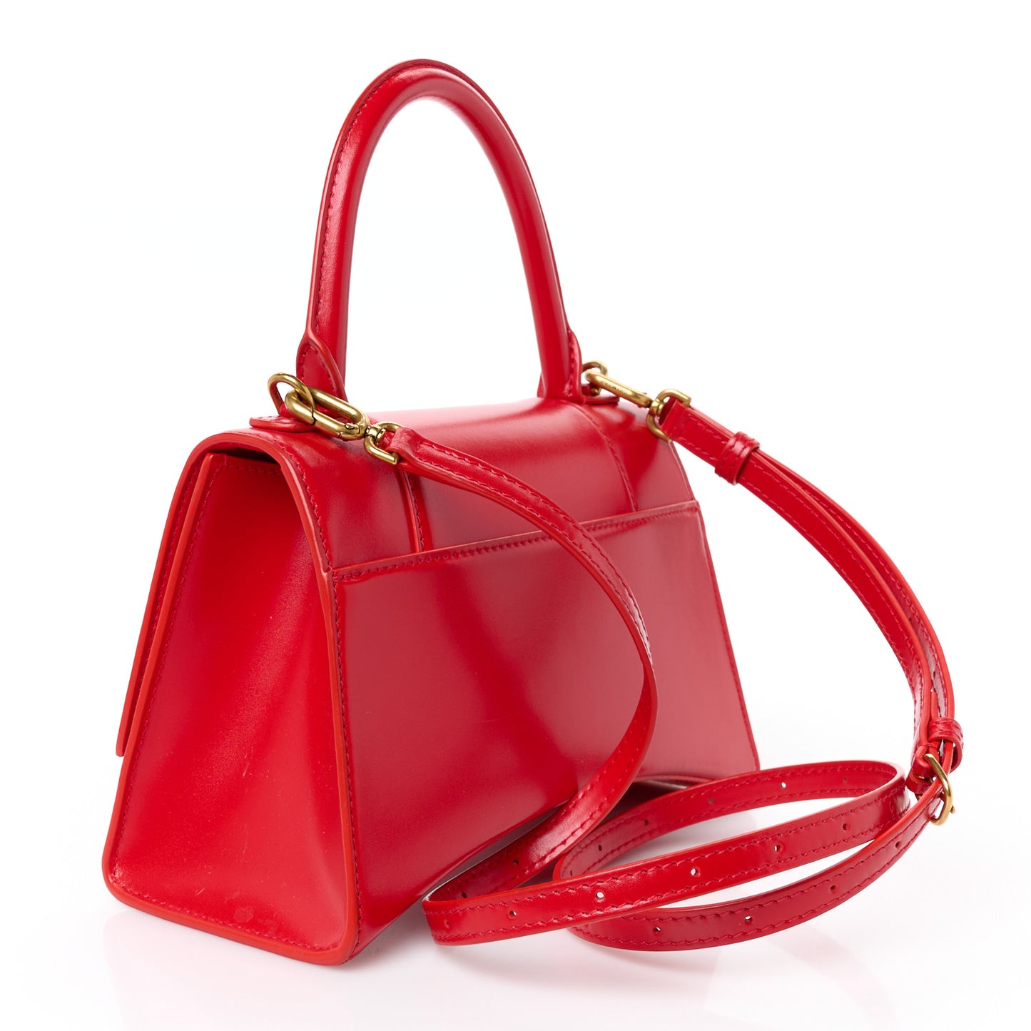 Shiny Box Calfskin Small Hourglass Top Handle Bag Bright Red