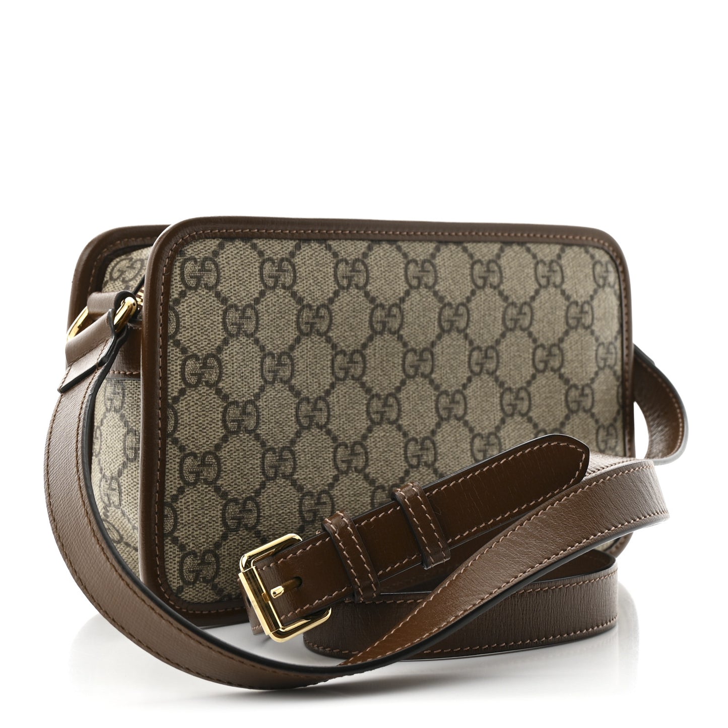 GG Supreme Monogram Azalea Calfskin Mini Retro Interlocking G Shoulder Bag Beige Ebony Brown Sugar
