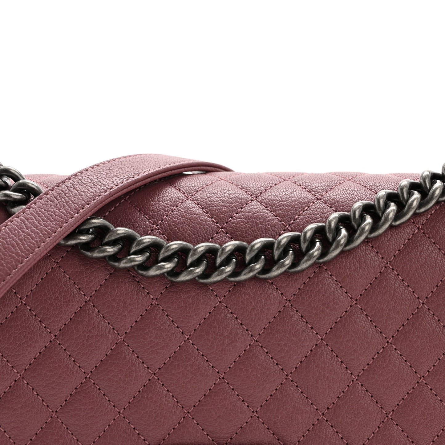 Goatskin Quilted Patent Medium Duo Boy Flap Pink Tan