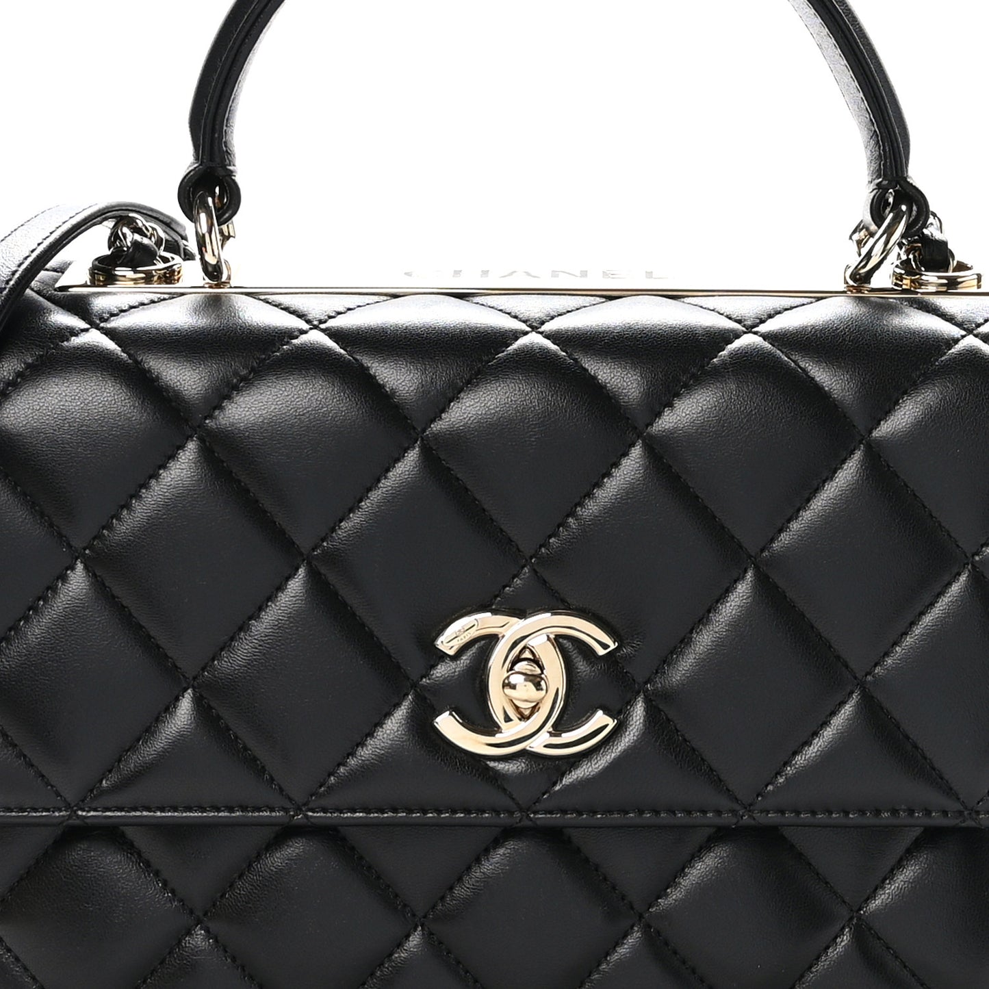 Lambskin Quilted Medium Trendy CC Flap Dual Handle Bag Black