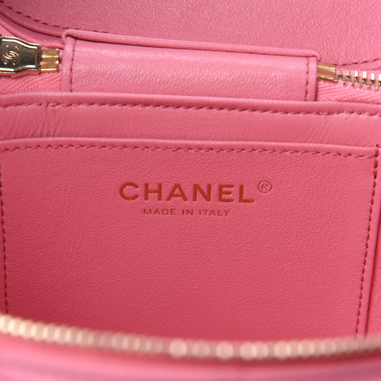 Lambskin Quilted Trendy Vanity Case Pink