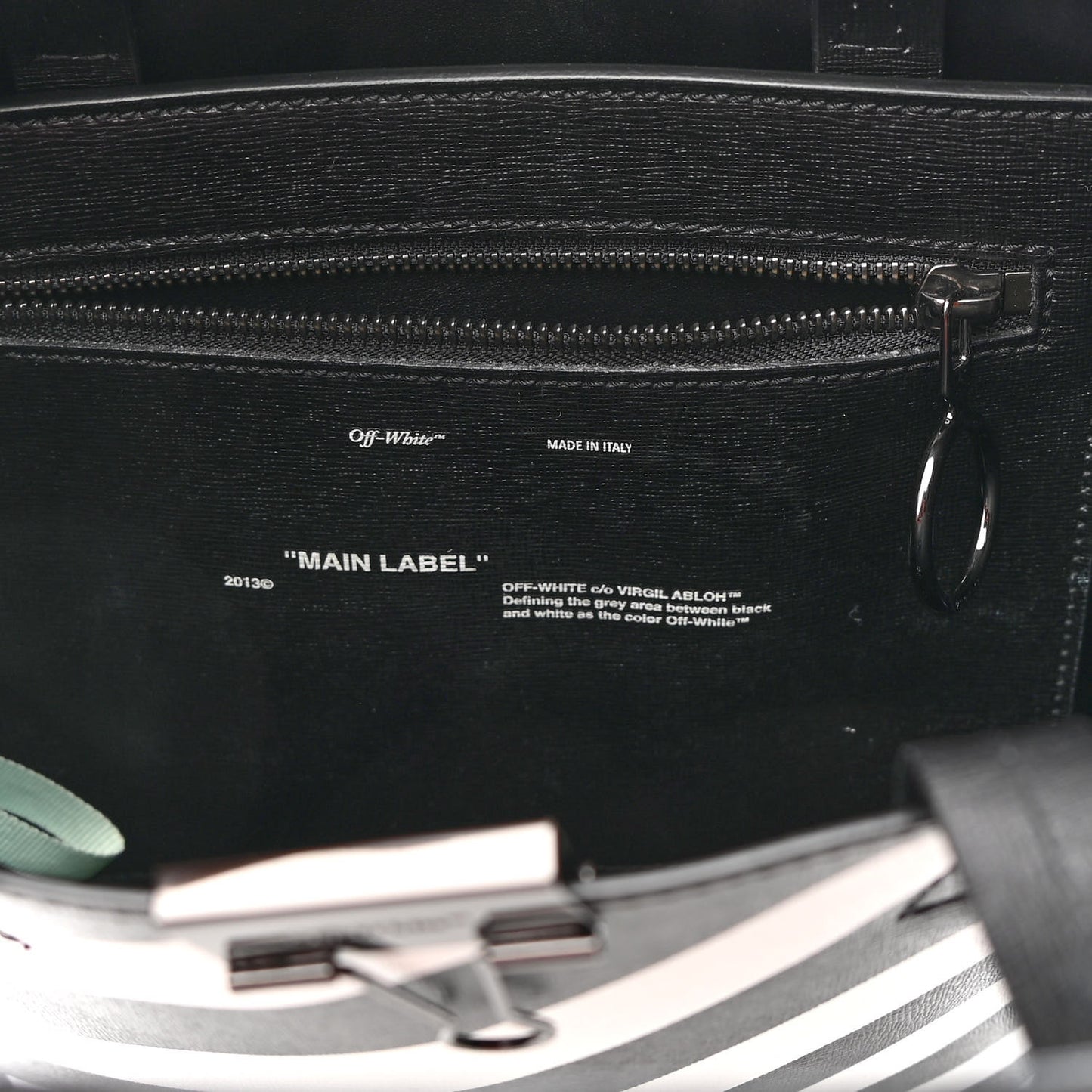 Saffiano Striped Diag Binder Crossbody Black White