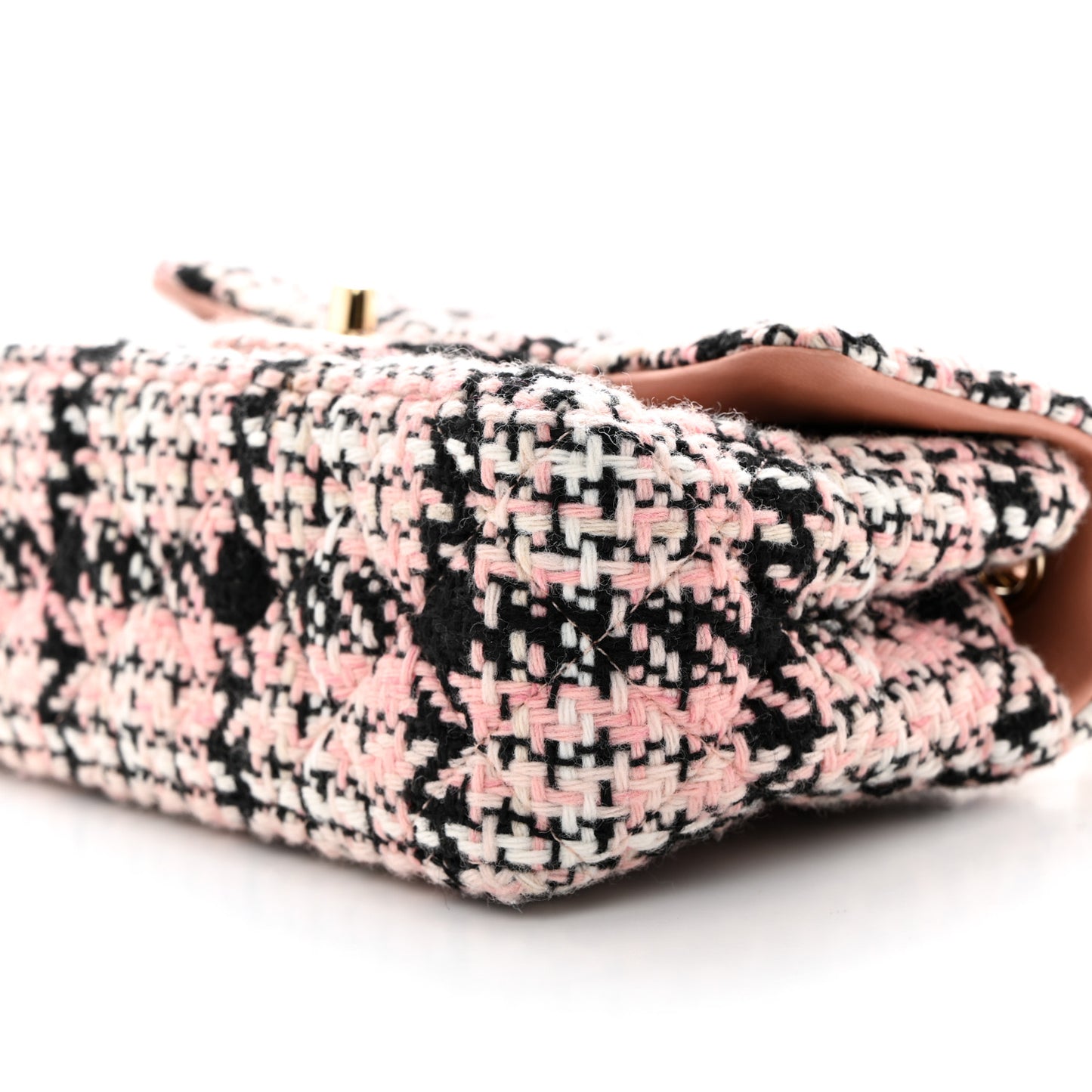 Tweed Quilted Mini Rectangular Flap Pink Black White