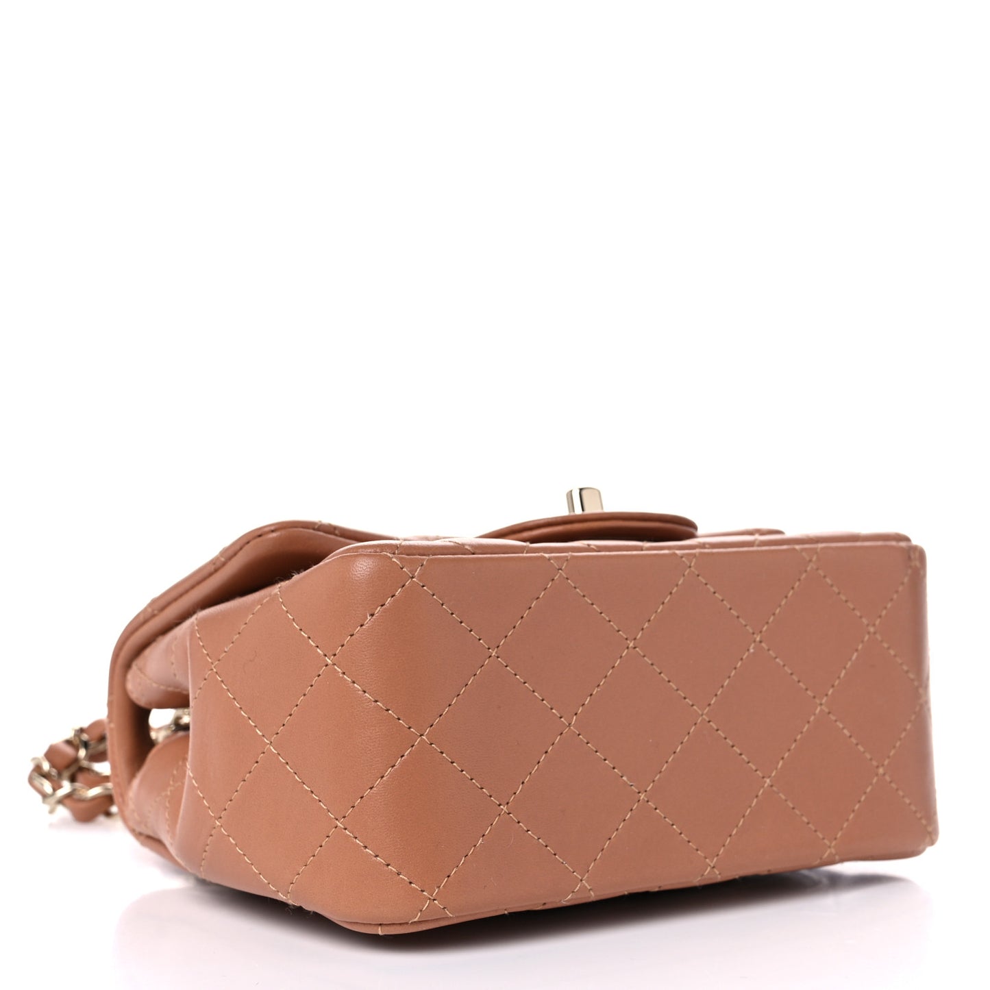 Lambskin Quilted Mini Square Flap Brown
