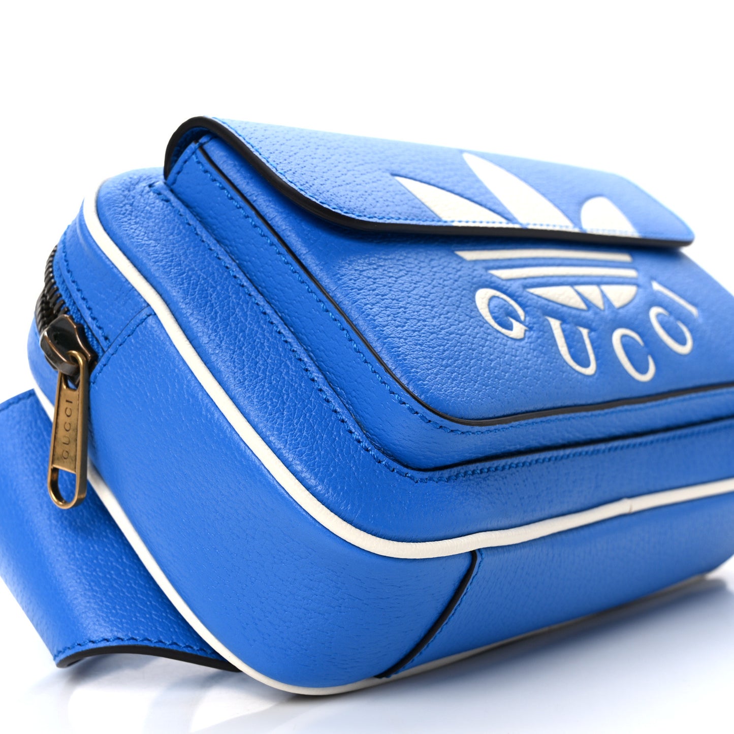 X ADIDAS Textured Dollar Calfskin Belt Bag Blue